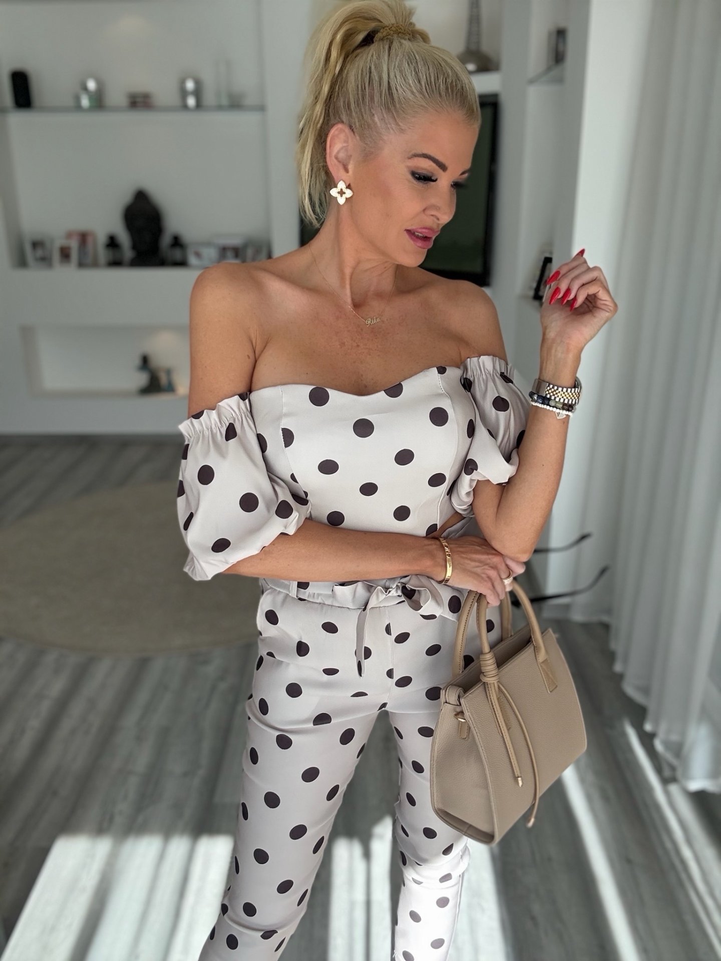 LILLA PÖTTYÖS 2 részes szett bézs 