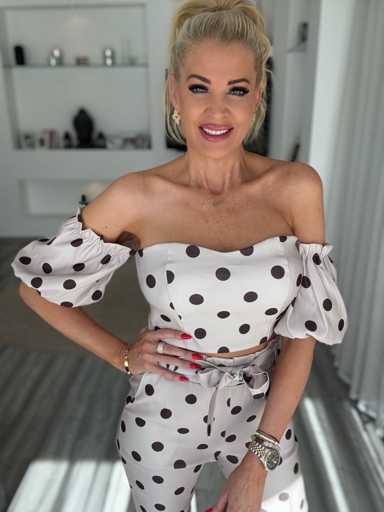 LILLA PÖTTYÖS 2 részes szett bézs 