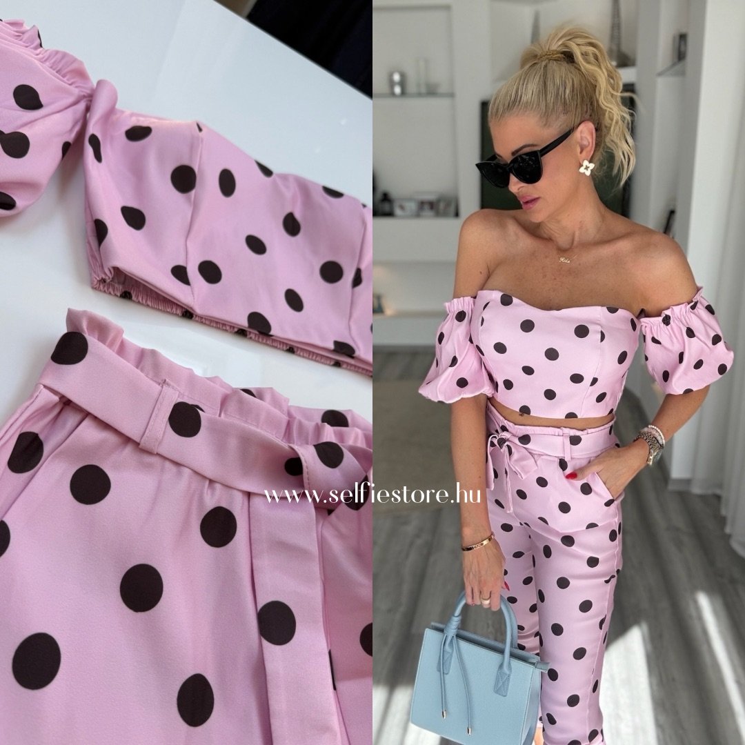 LILLA PÖTTYÖS 2 részes szett rózsaszín 