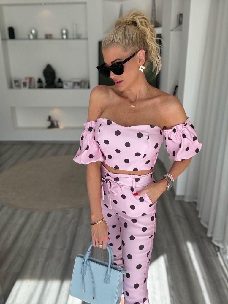 LILLA PÖTTYÖS 2 részes szett rózsaszín 