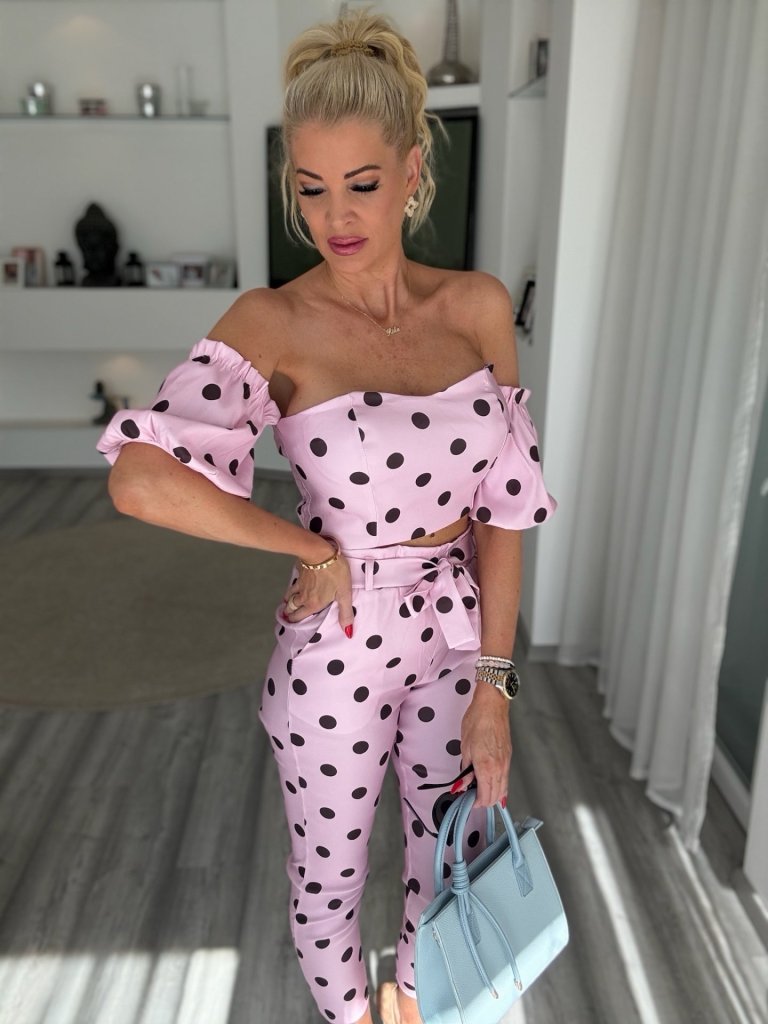 LILLA PÖTTYÖS 2 részes szett rózsaszín 