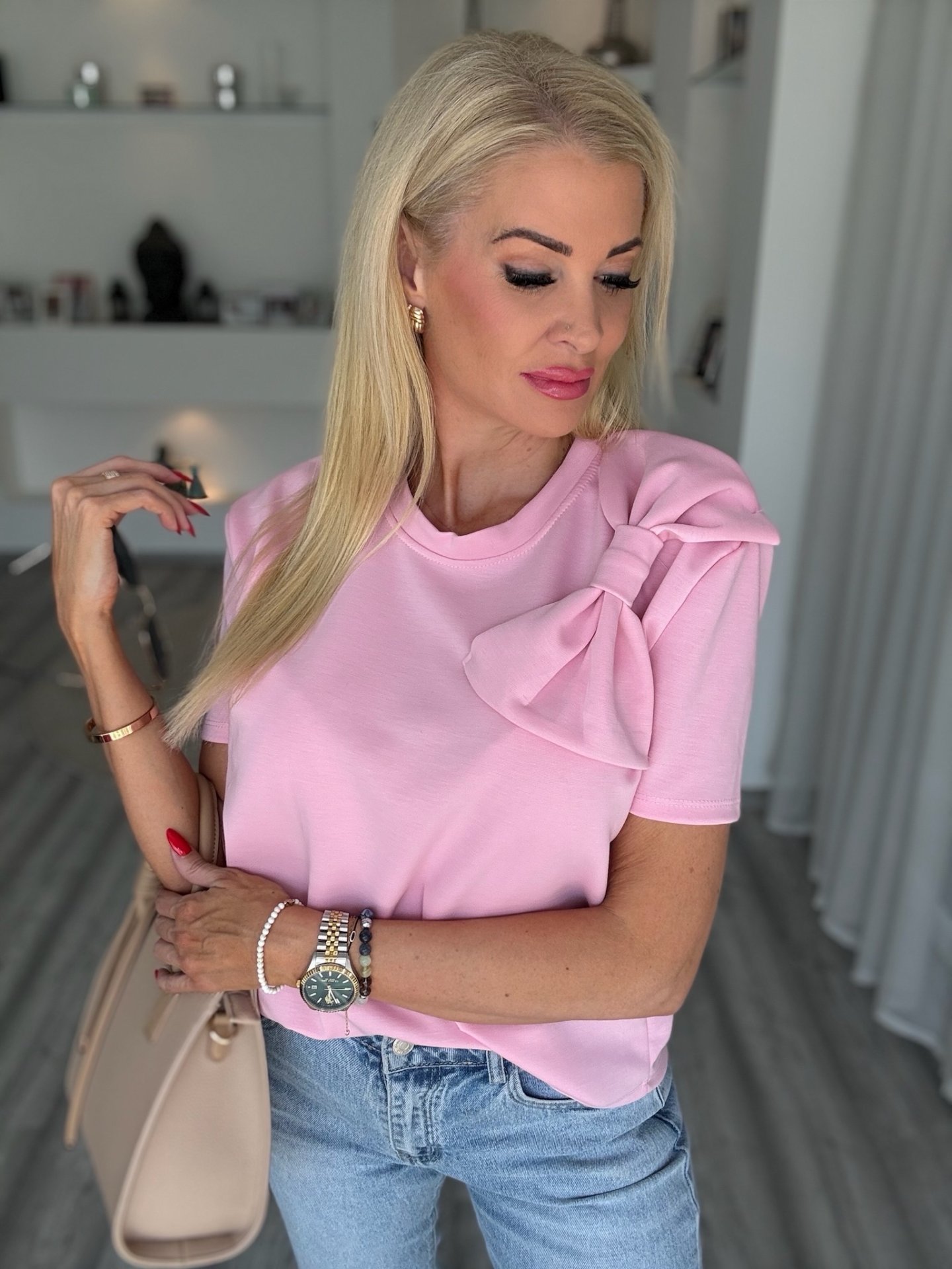 MASNIS felső rózsaszín egyenes szabású