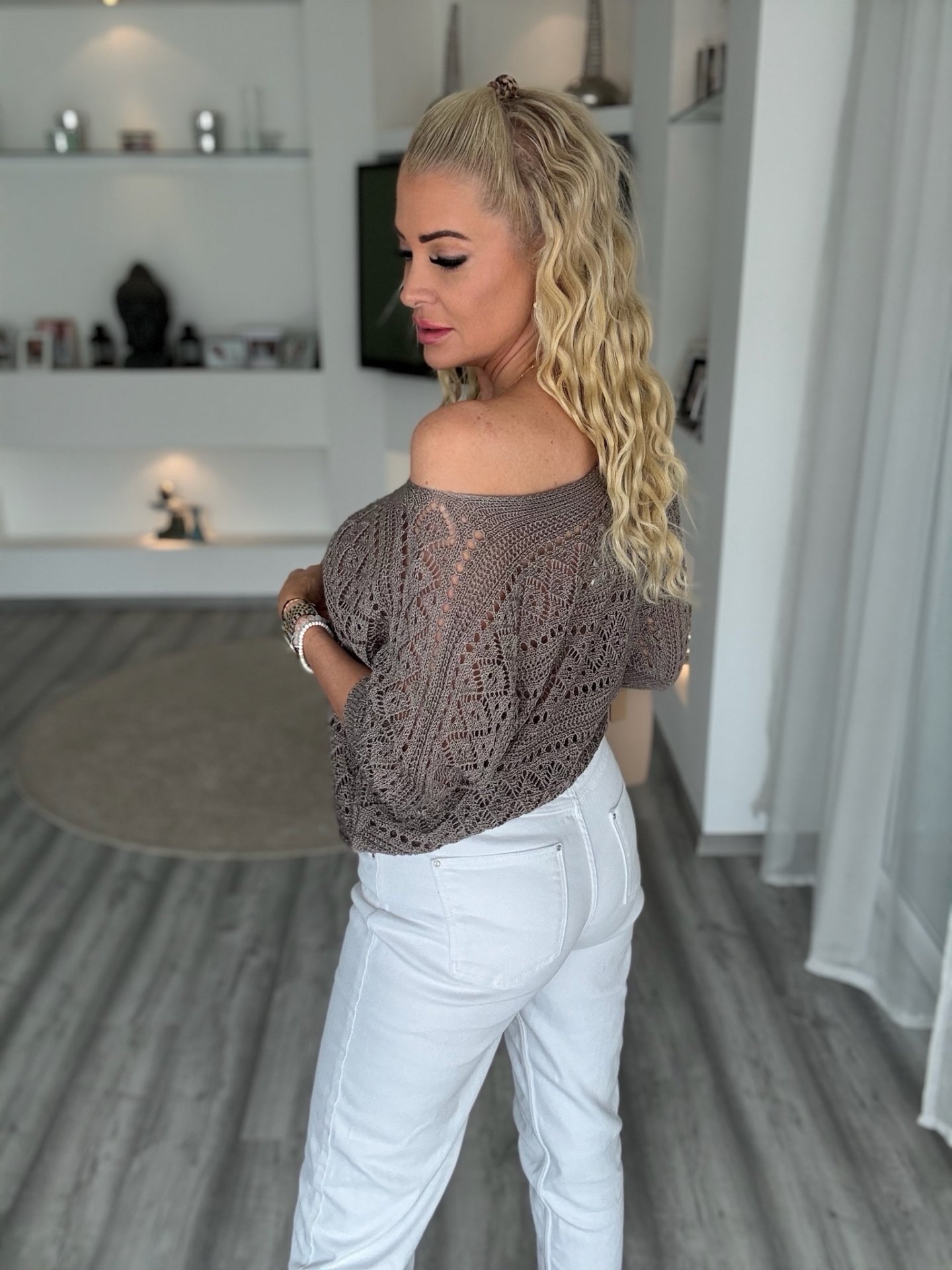 MARINA horgolt felső taupe