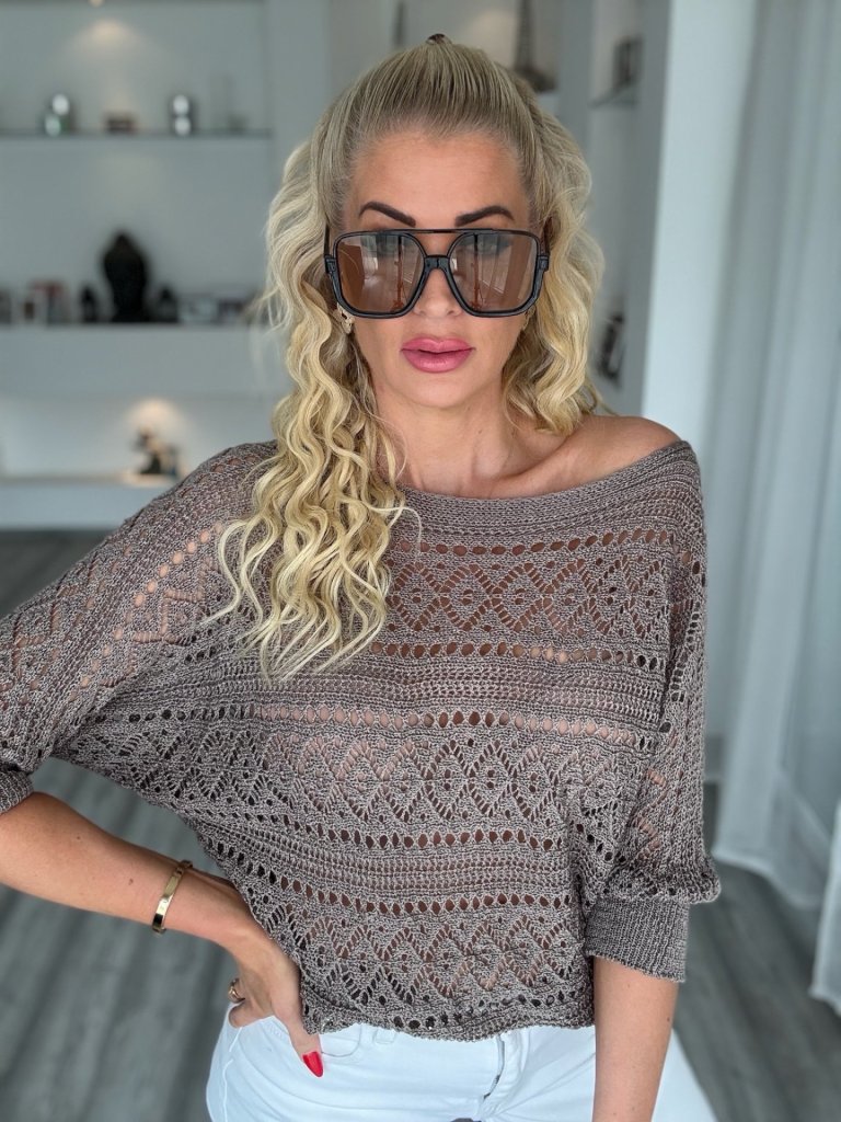 MARINA horgolt felső taupe