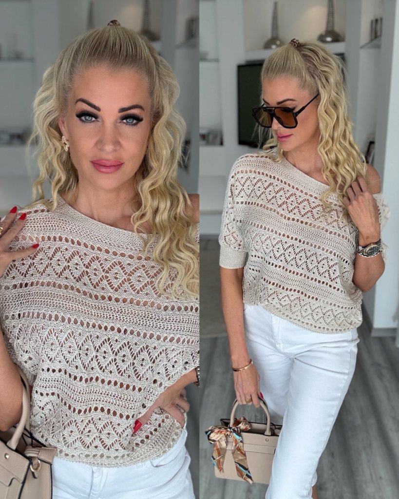 MARINA horgolt felső bézs