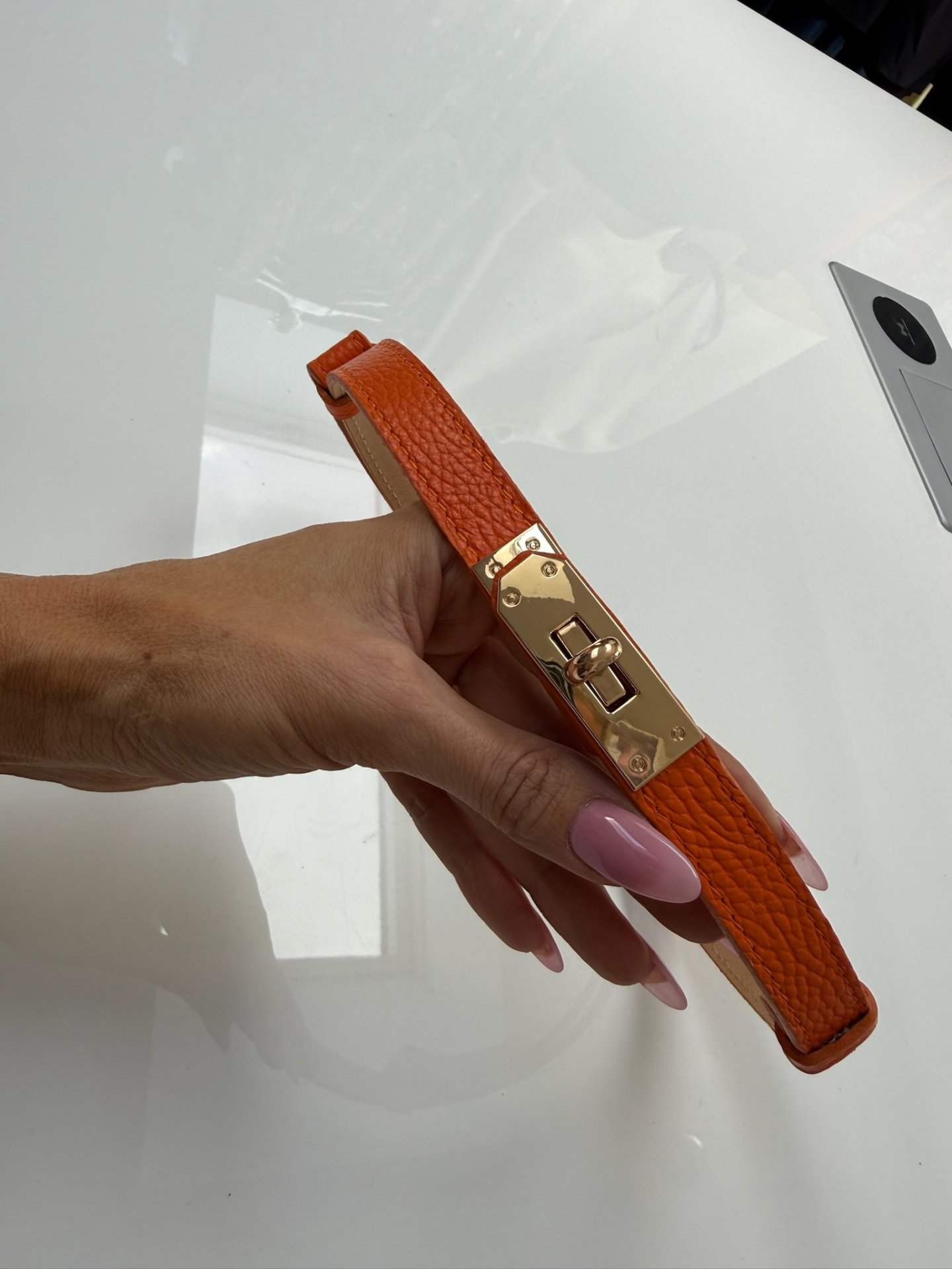 ÁLLÍTHATÓ bőr öv narancs