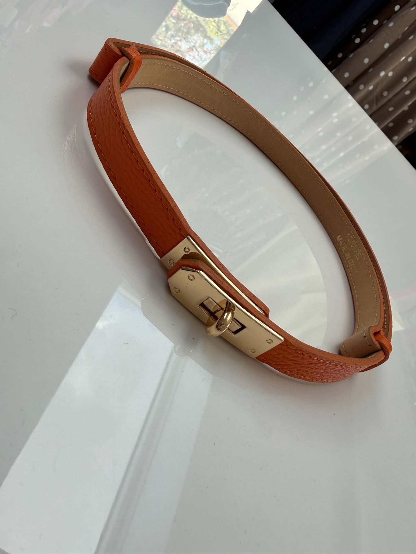 ÁLLÍTHATÓ bőr öv narancs