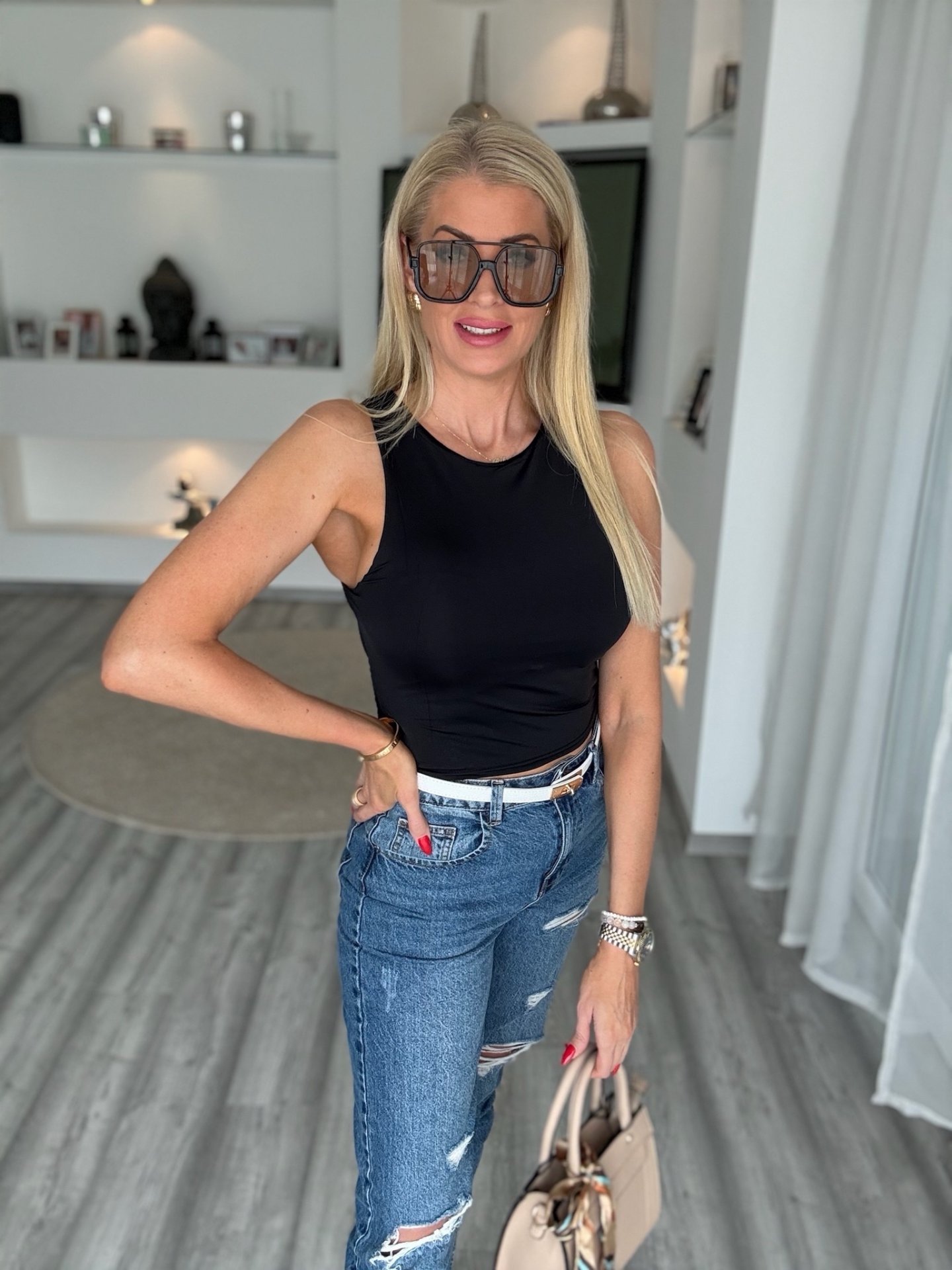 NORA crop top fekete  Z1145