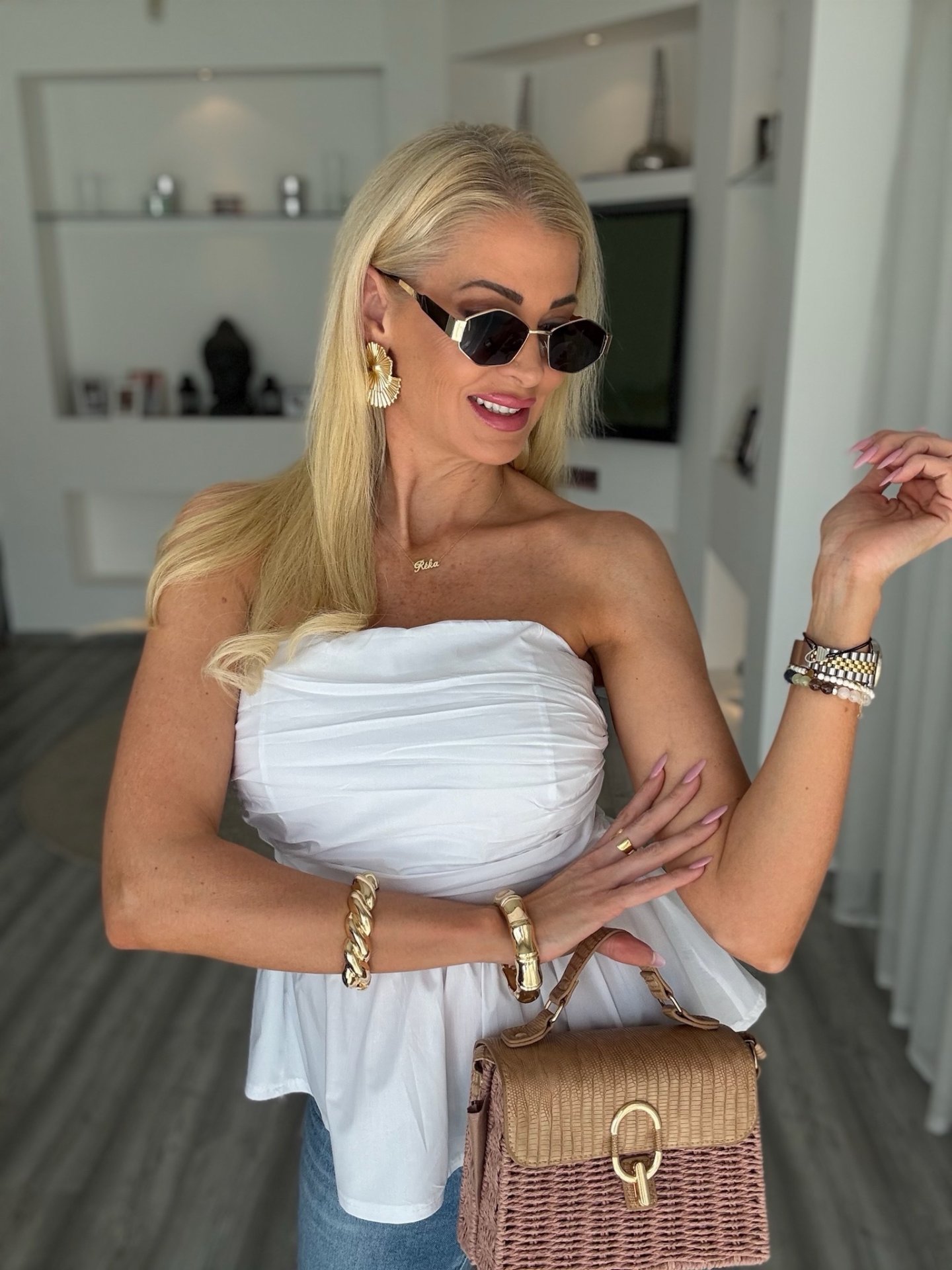 ELLA peplumos felső fehér