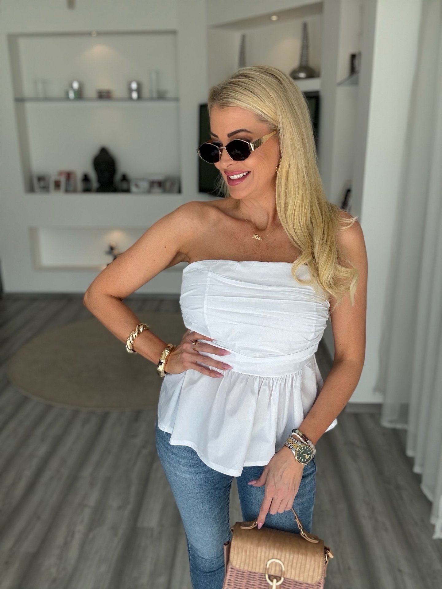 ELLA peplumos felső fehér