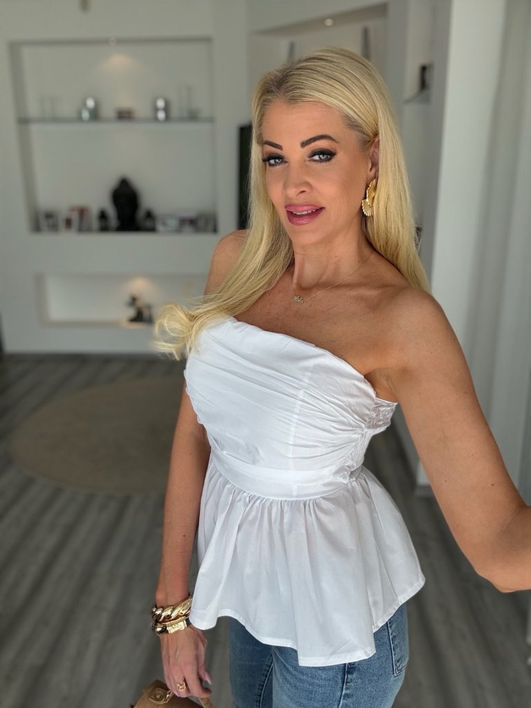 ELLA peplumos felső fehér