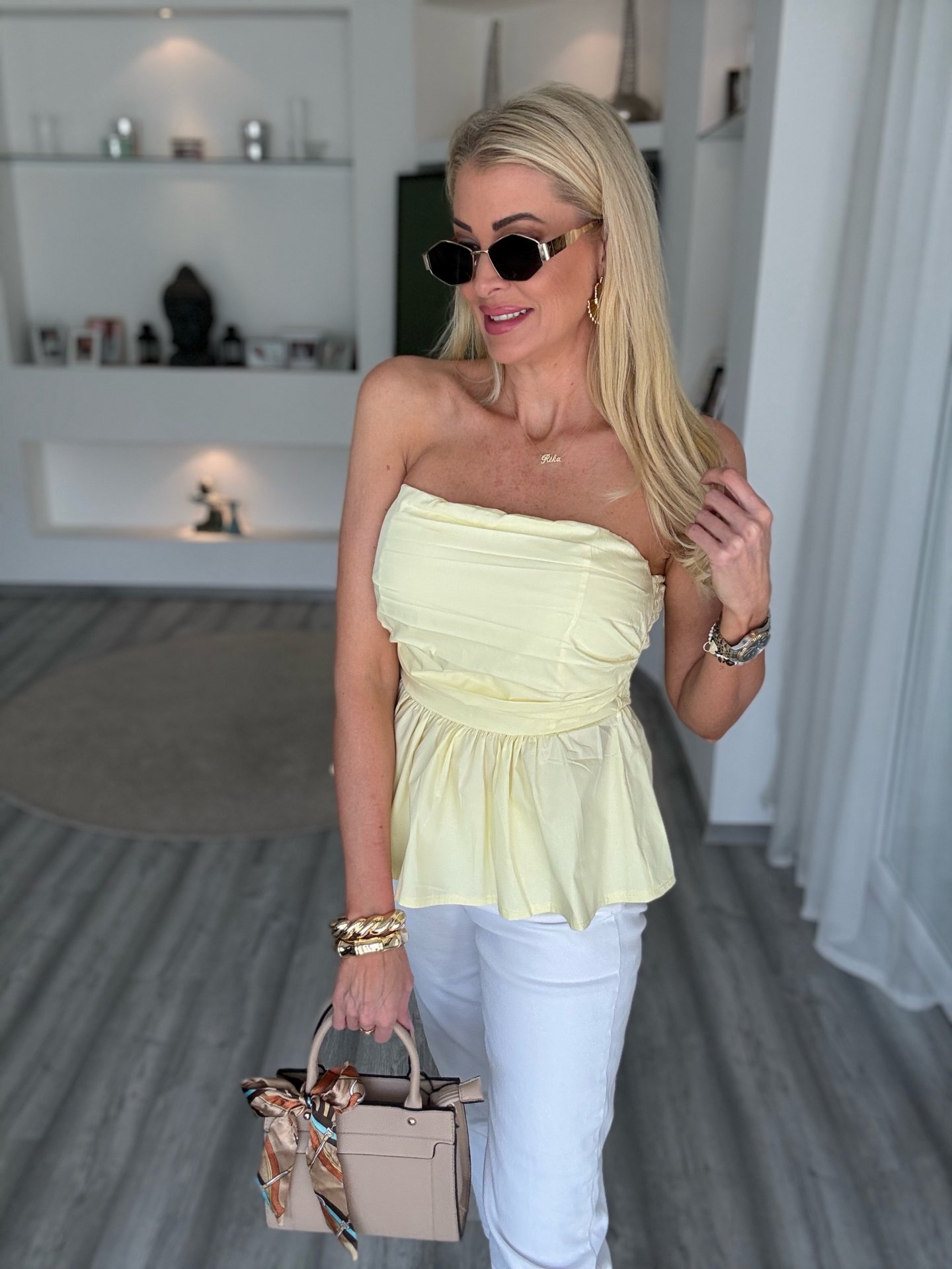 ELLA peplumos felső sárga