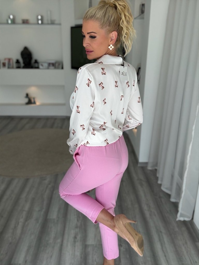 BLONDY nadrág rózsaszín övvel 