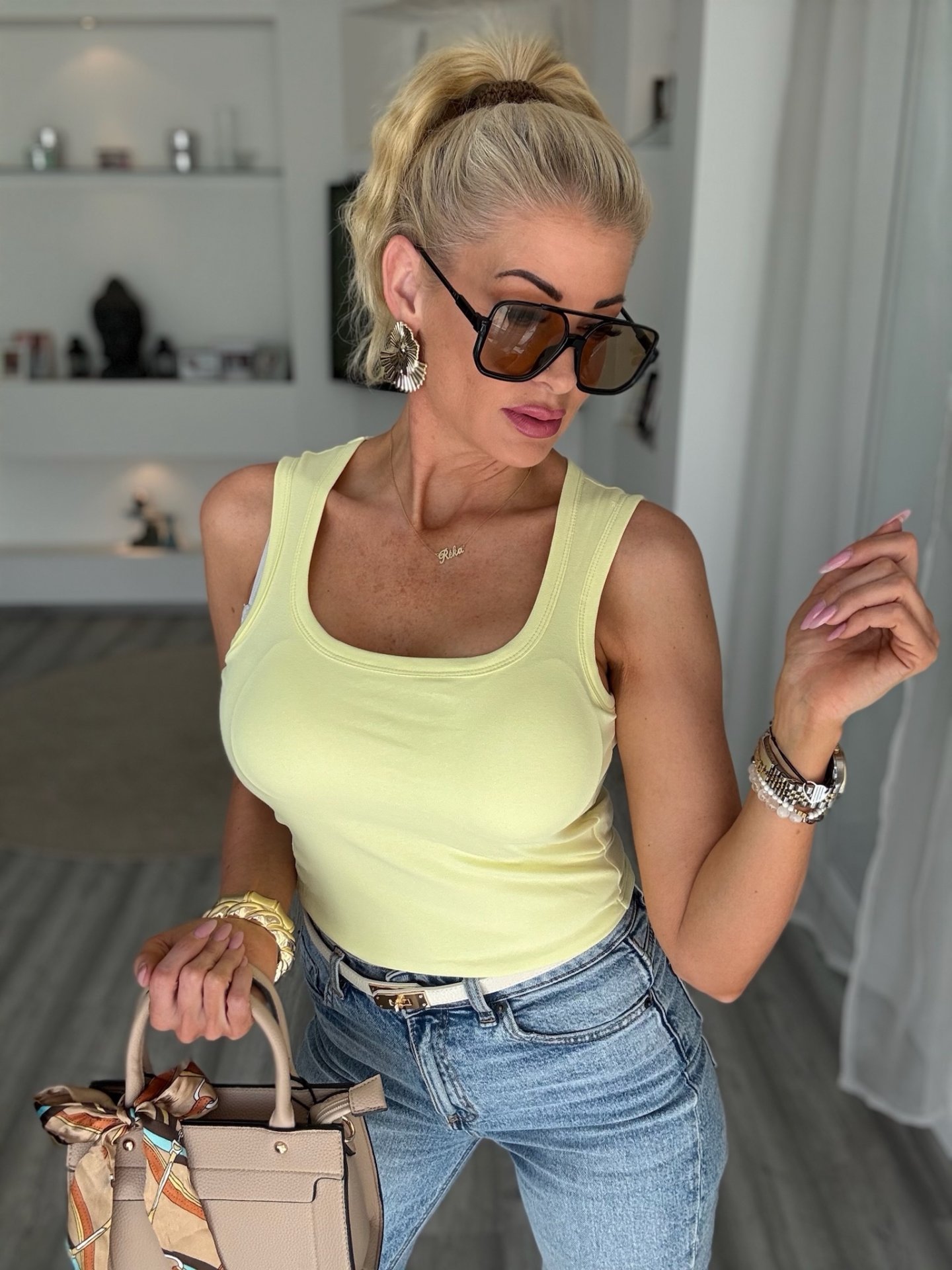 SORA pamut felső sárga Z1030