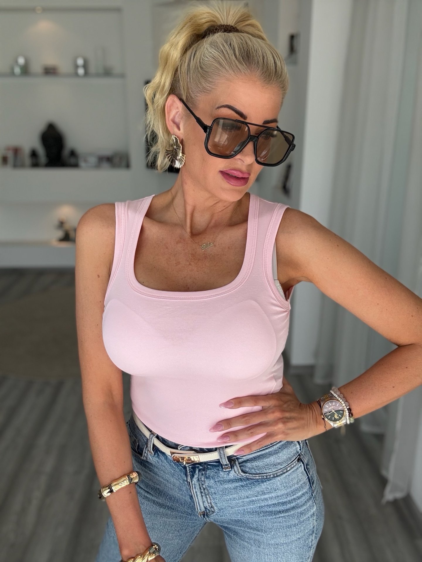 SORA pamut felső rózsaszín Z1030