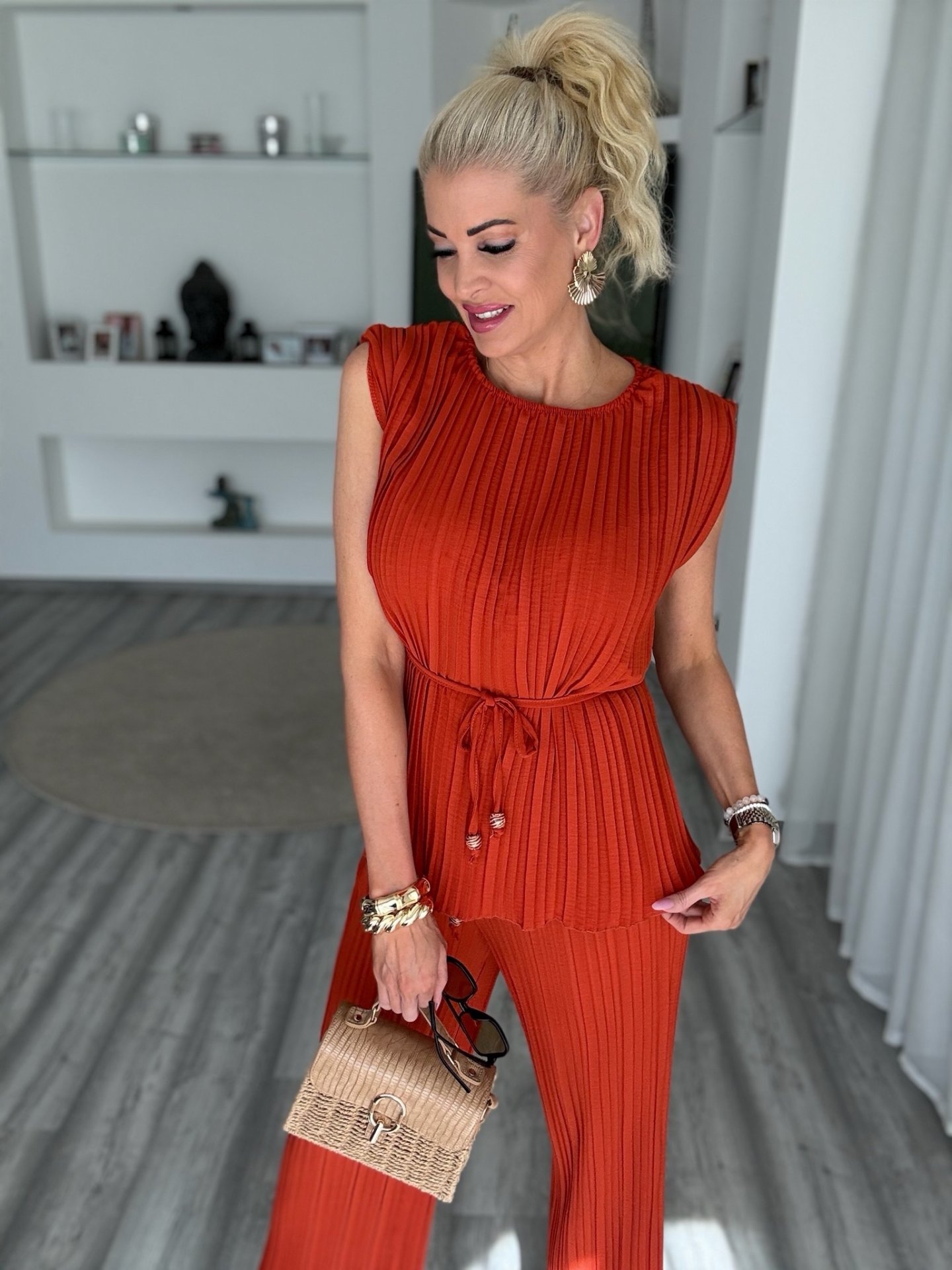 LAGUNA pliszírozott szett rozsda