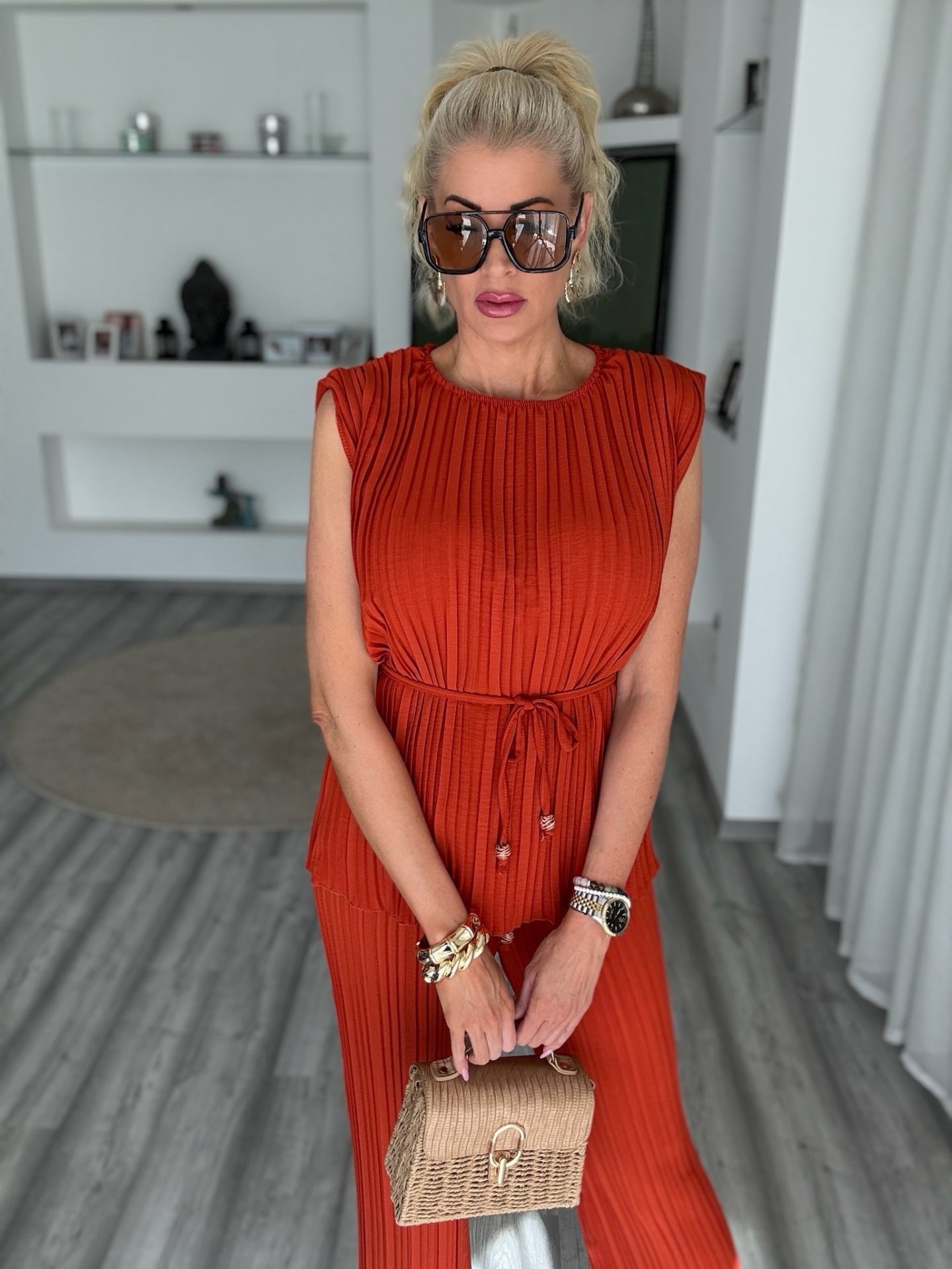 LAGUNA pliszírozott szett rozsda