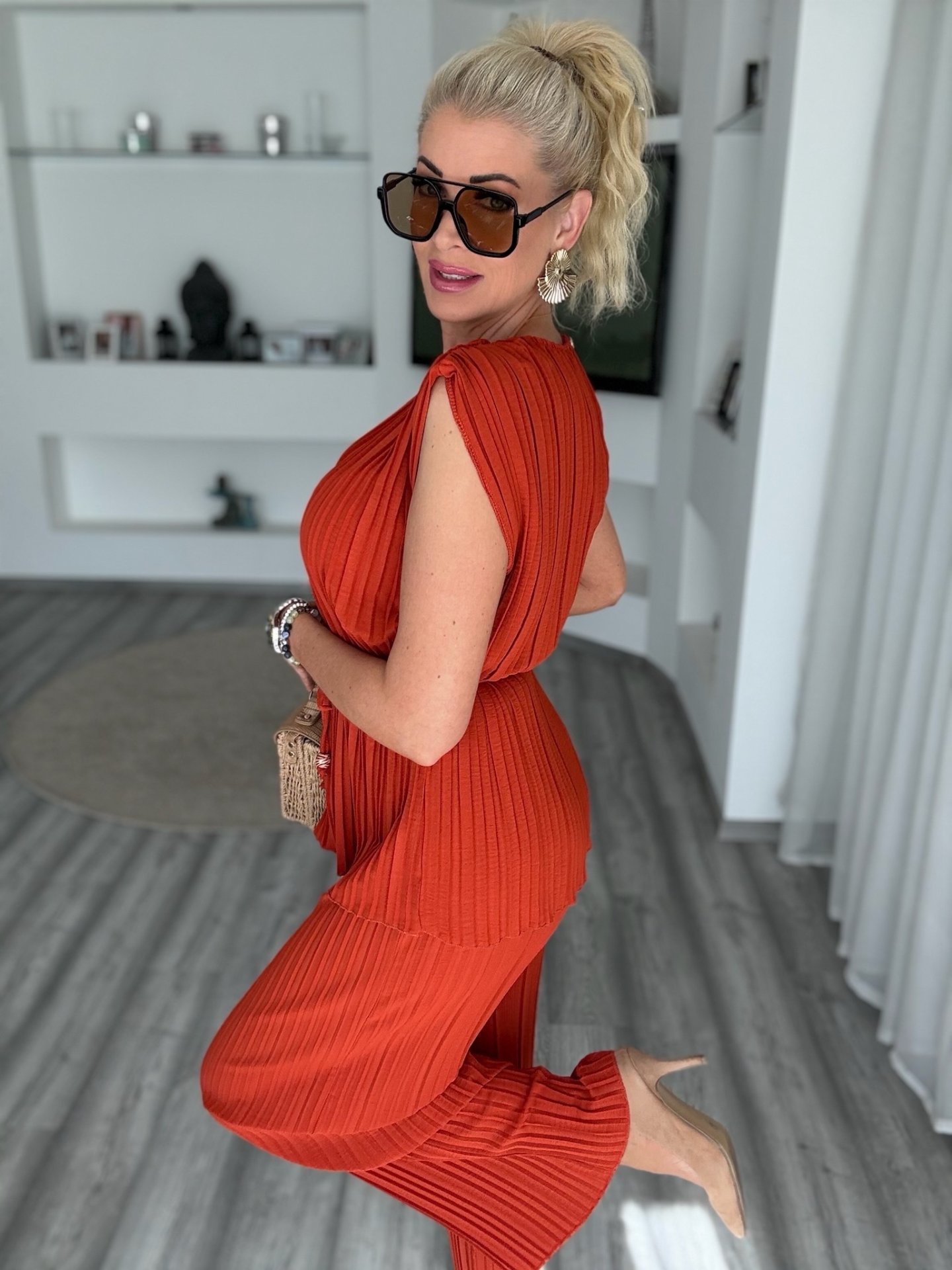 LAGUNA pliszírozott szett rozsda