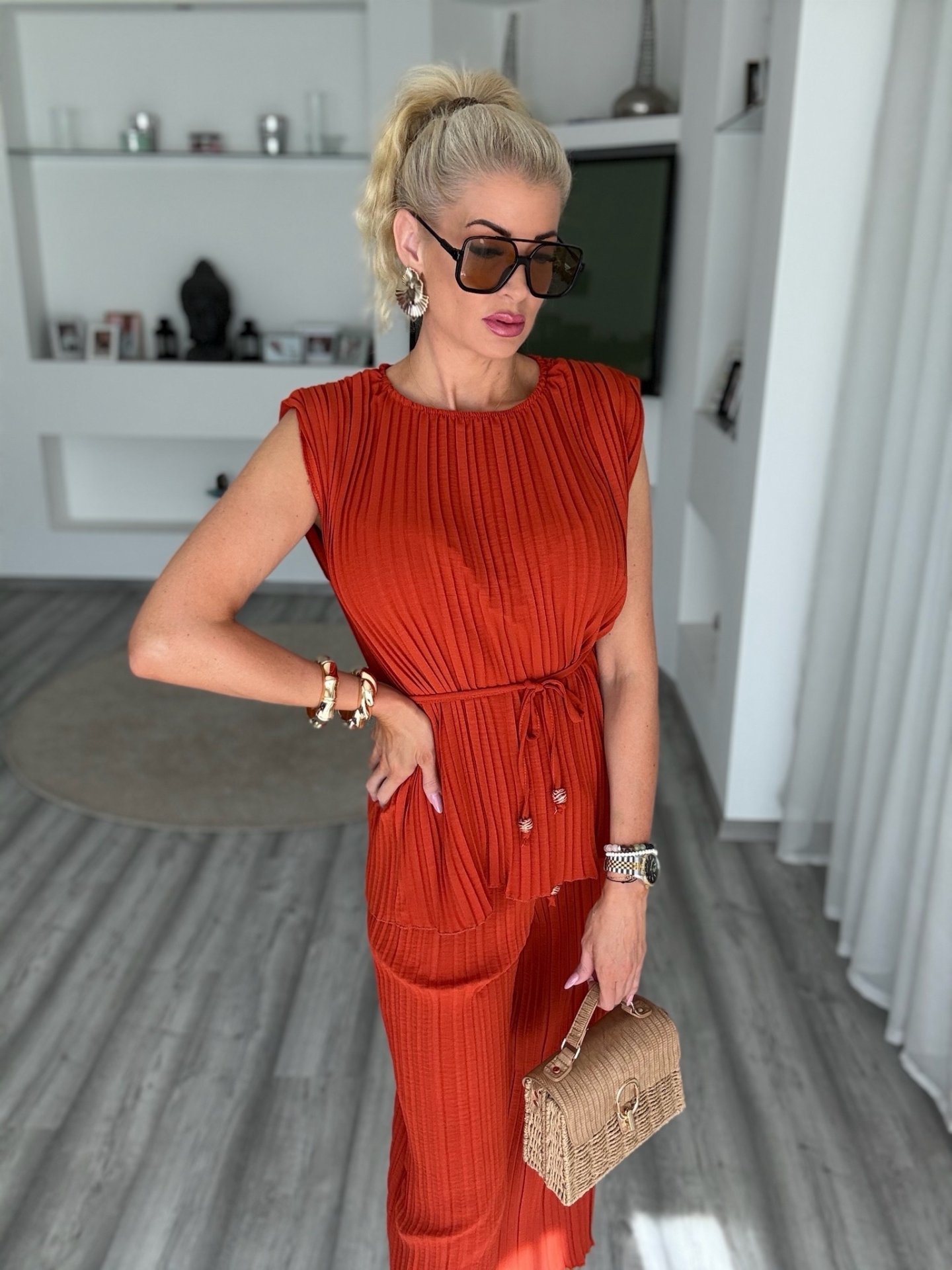 LAGUNA pliszírozott szett rozsda