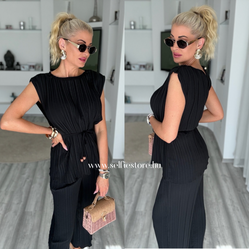 LAGUNA pliszírozott szett fekete