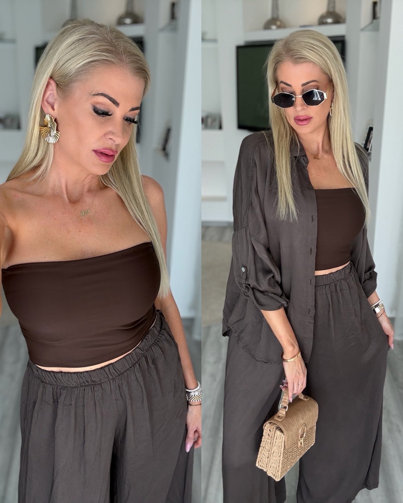 DINA crop top csokoládé