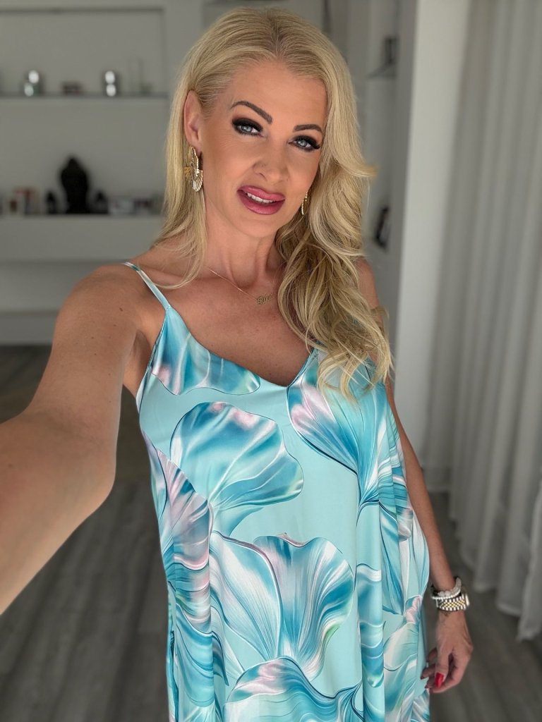 TROPICA maxi ruha kék
