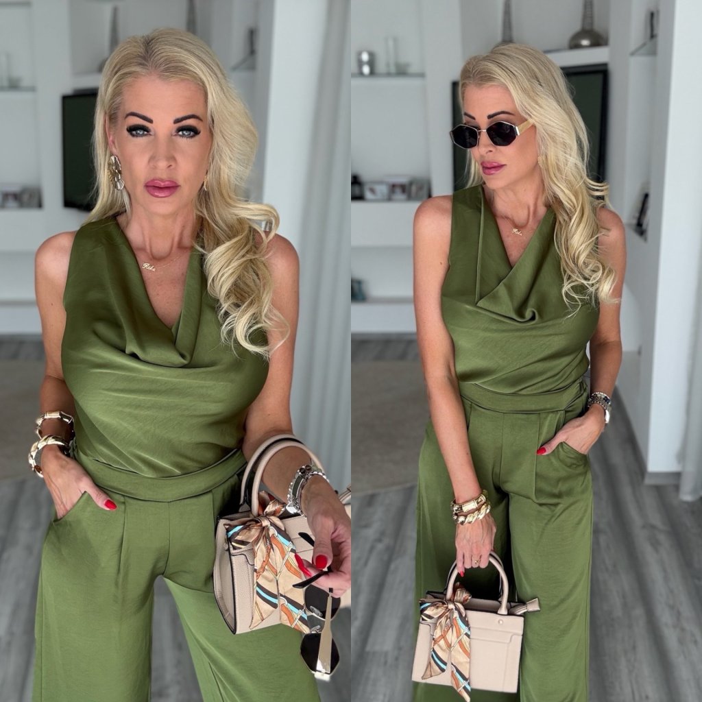 SERAFINA saten szett khaki