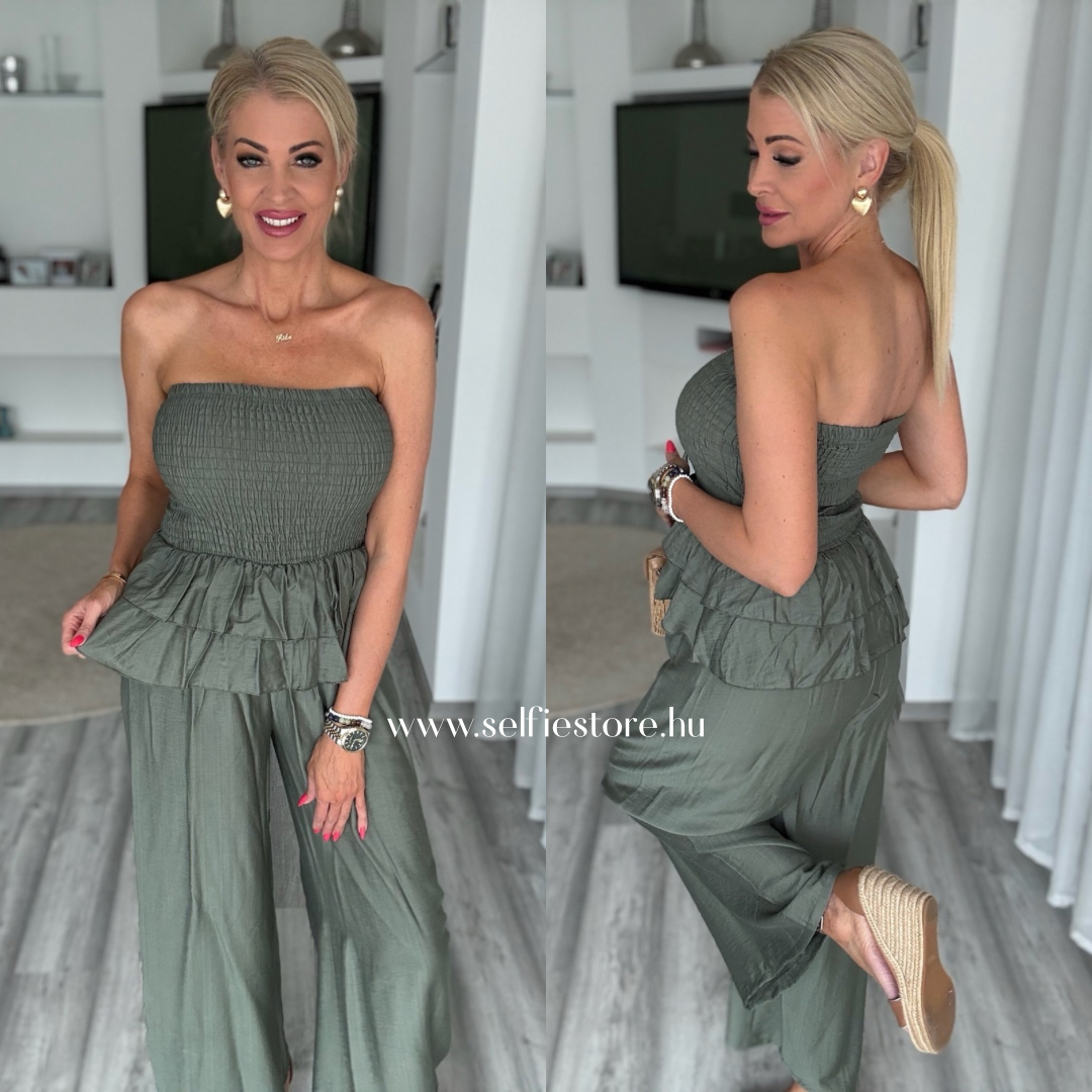 LORENZA peplumos overal khaki