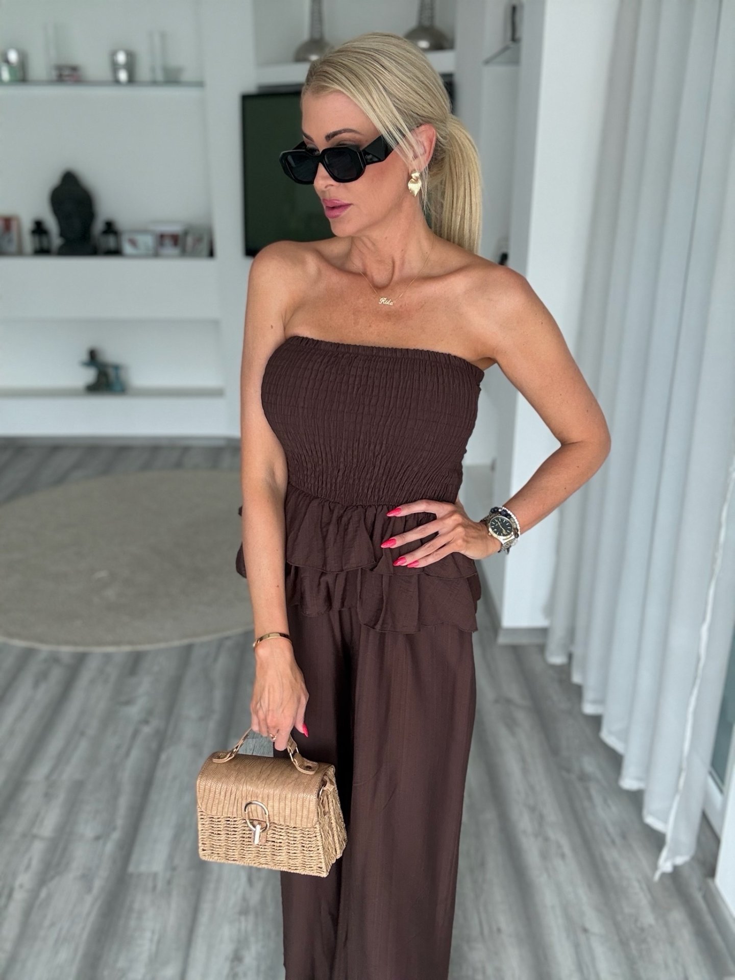 LORENZA peplumos overal csokoládé