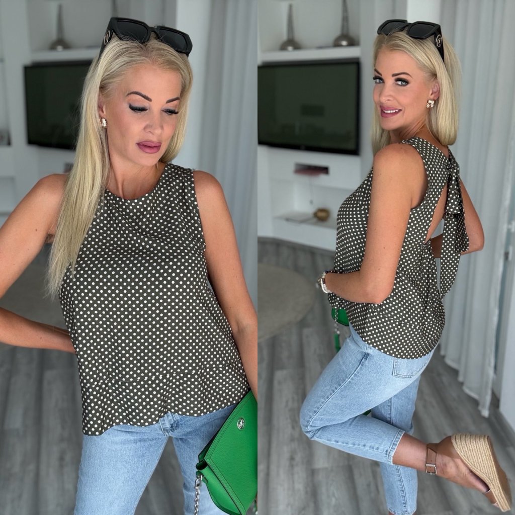 TESSA hátul masnis felső khaki