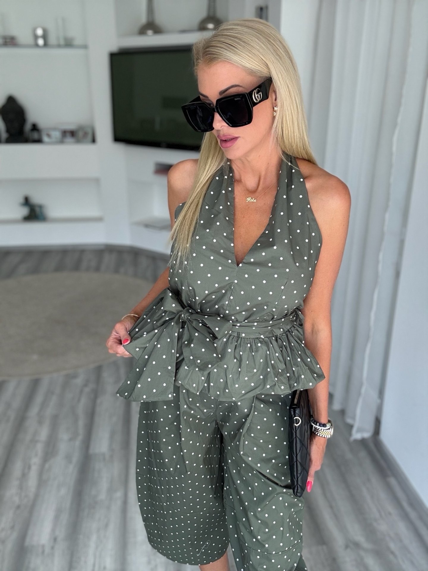 VALERIA pöttyös szett khaki