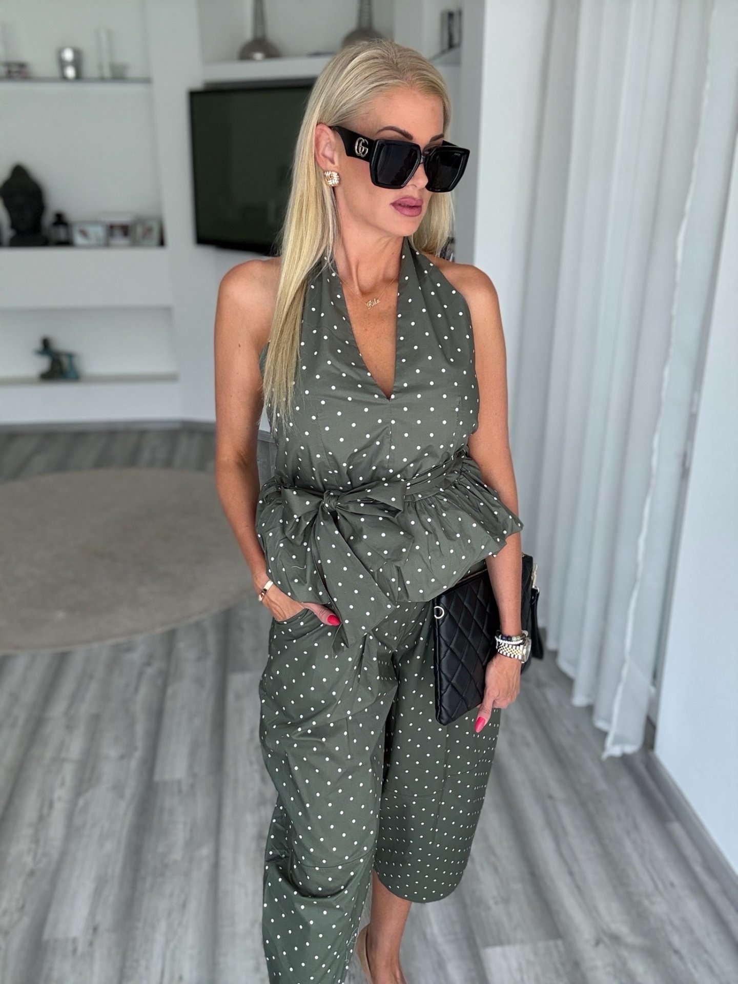 VALERIA pöttyös szett khaki