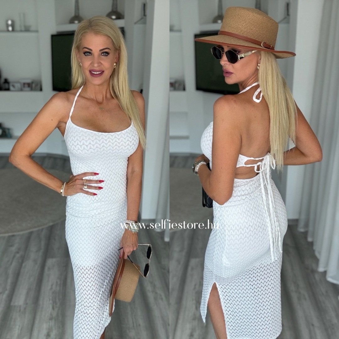 MARBELLA nyakba kötős ruha fehér