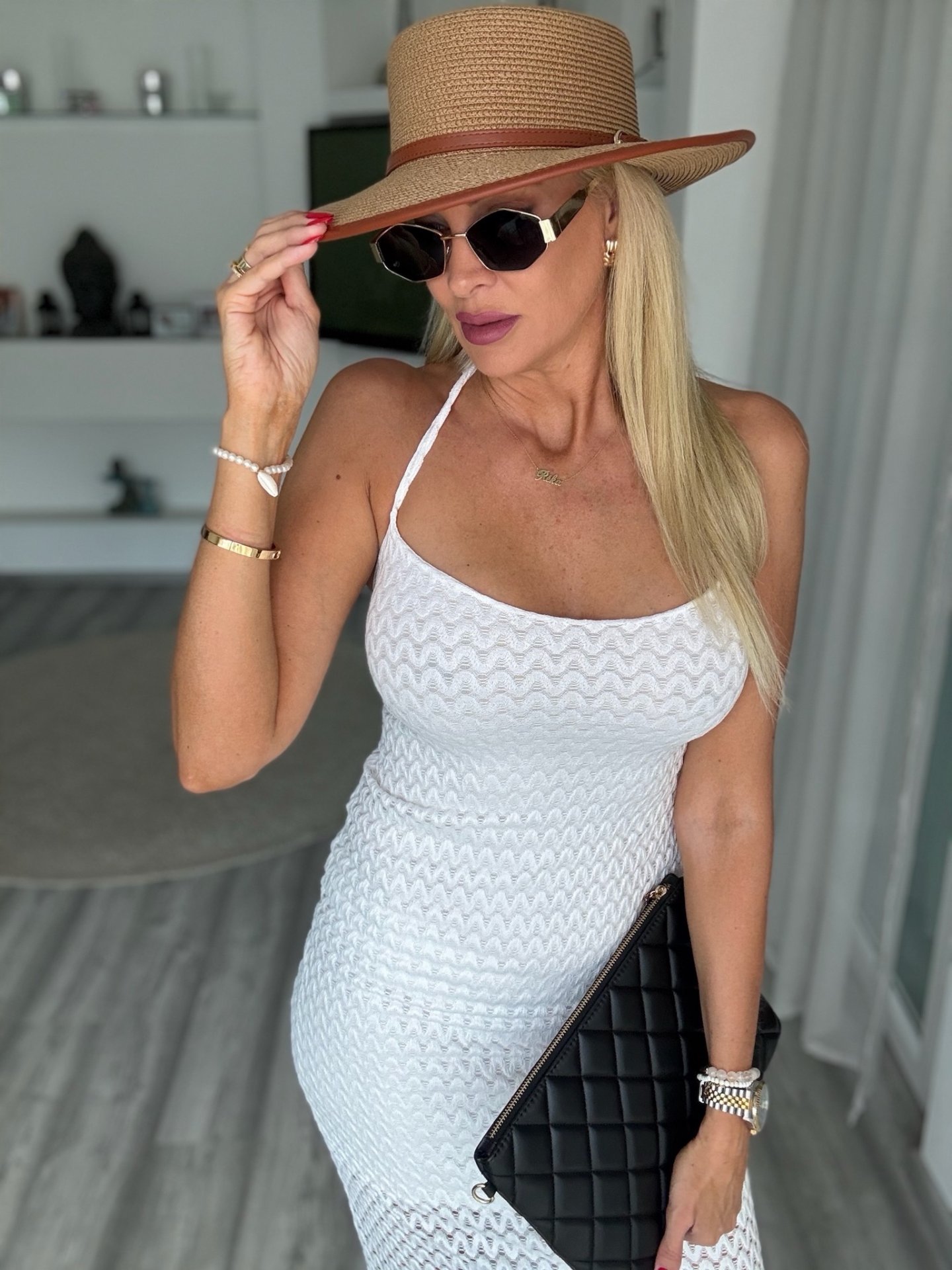 MARBELLA nyakba kötős ruha fehér