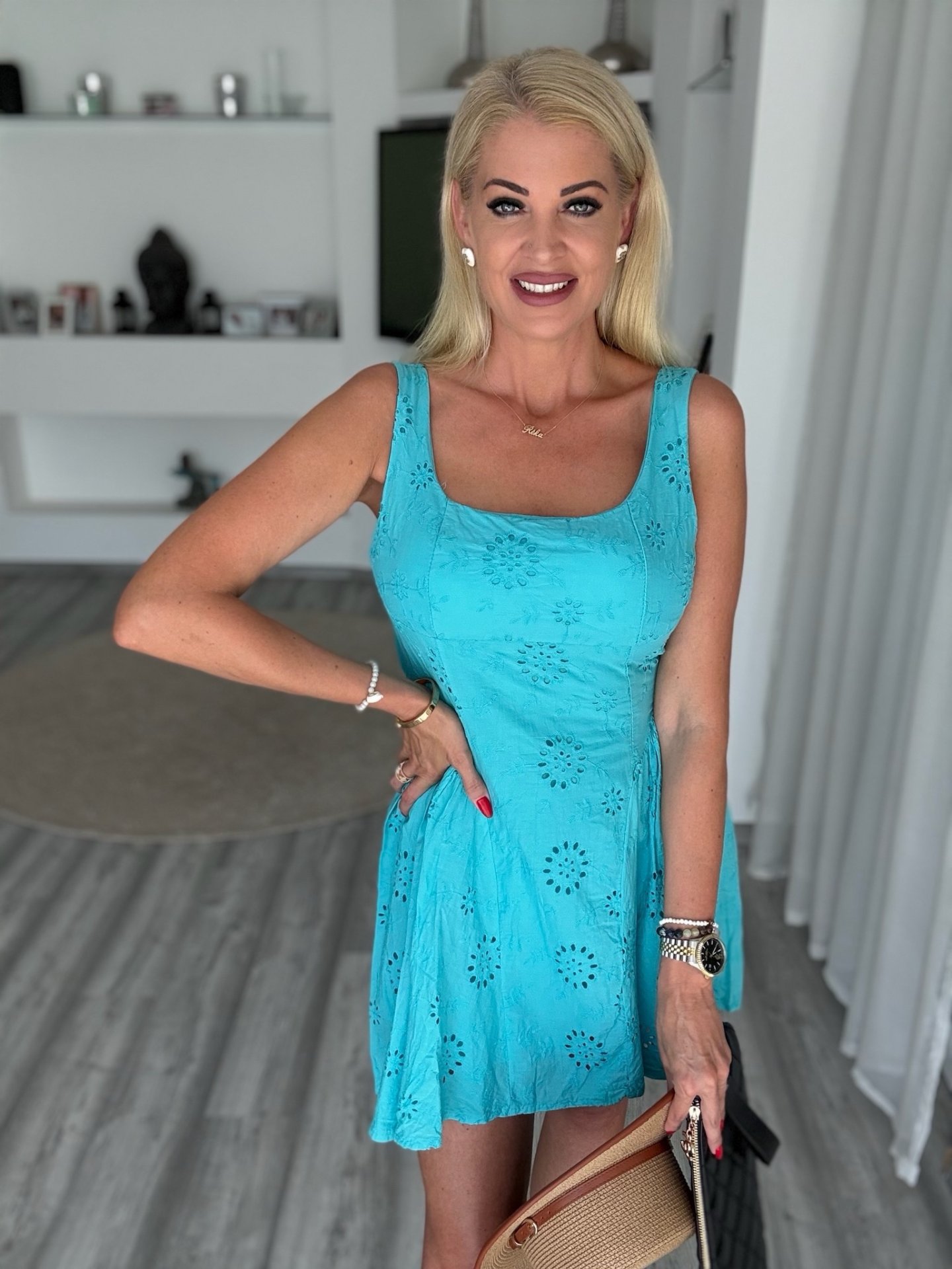 PERLA madeira ruha türkiz