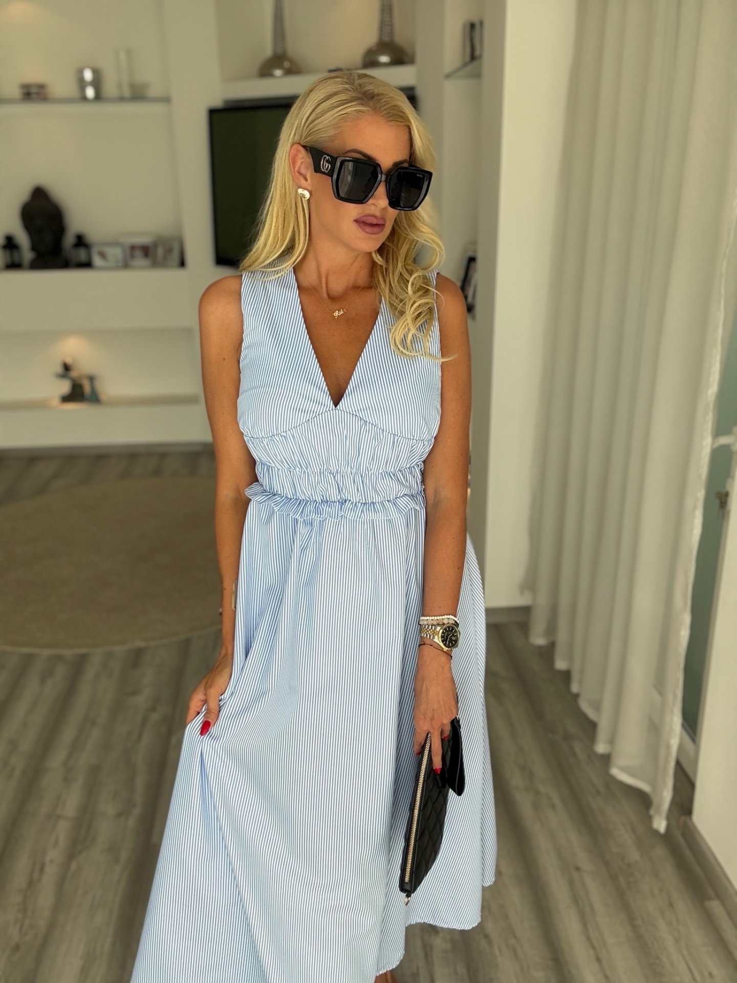 CANDYSTRIPE midi ruha kék