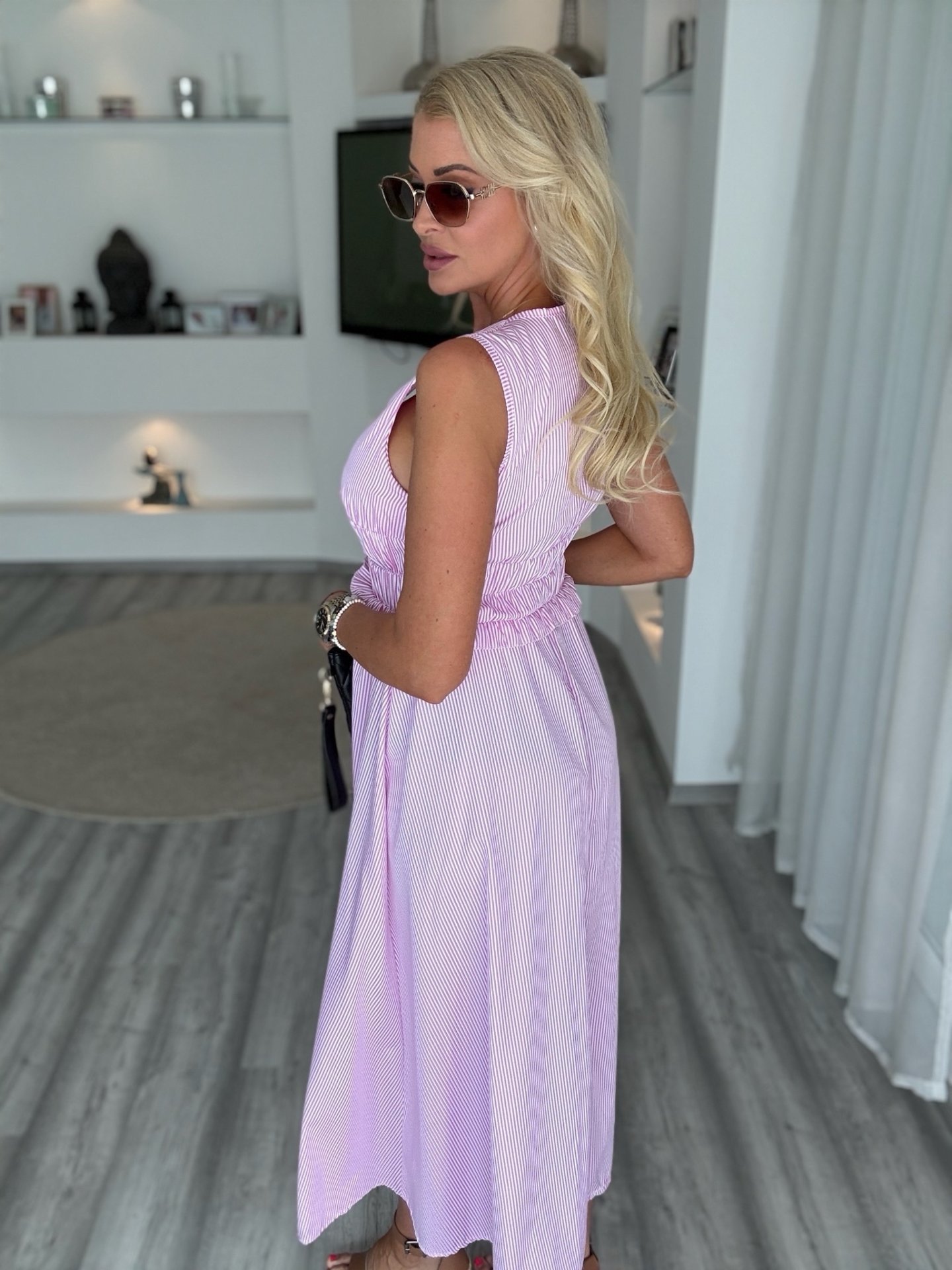 CANDYSTRIPE midi ruha rózsaszín