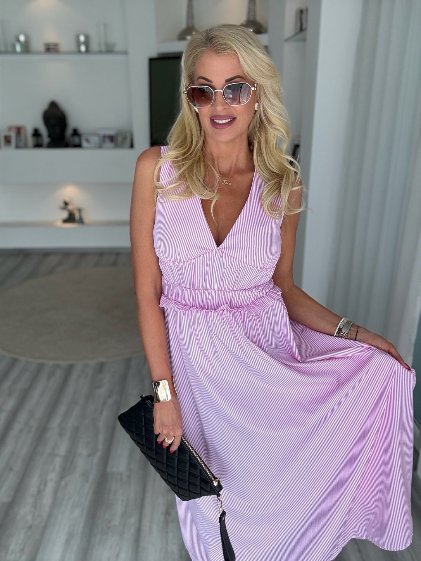 CANDYSTRIPE midi ruha rózsaszín