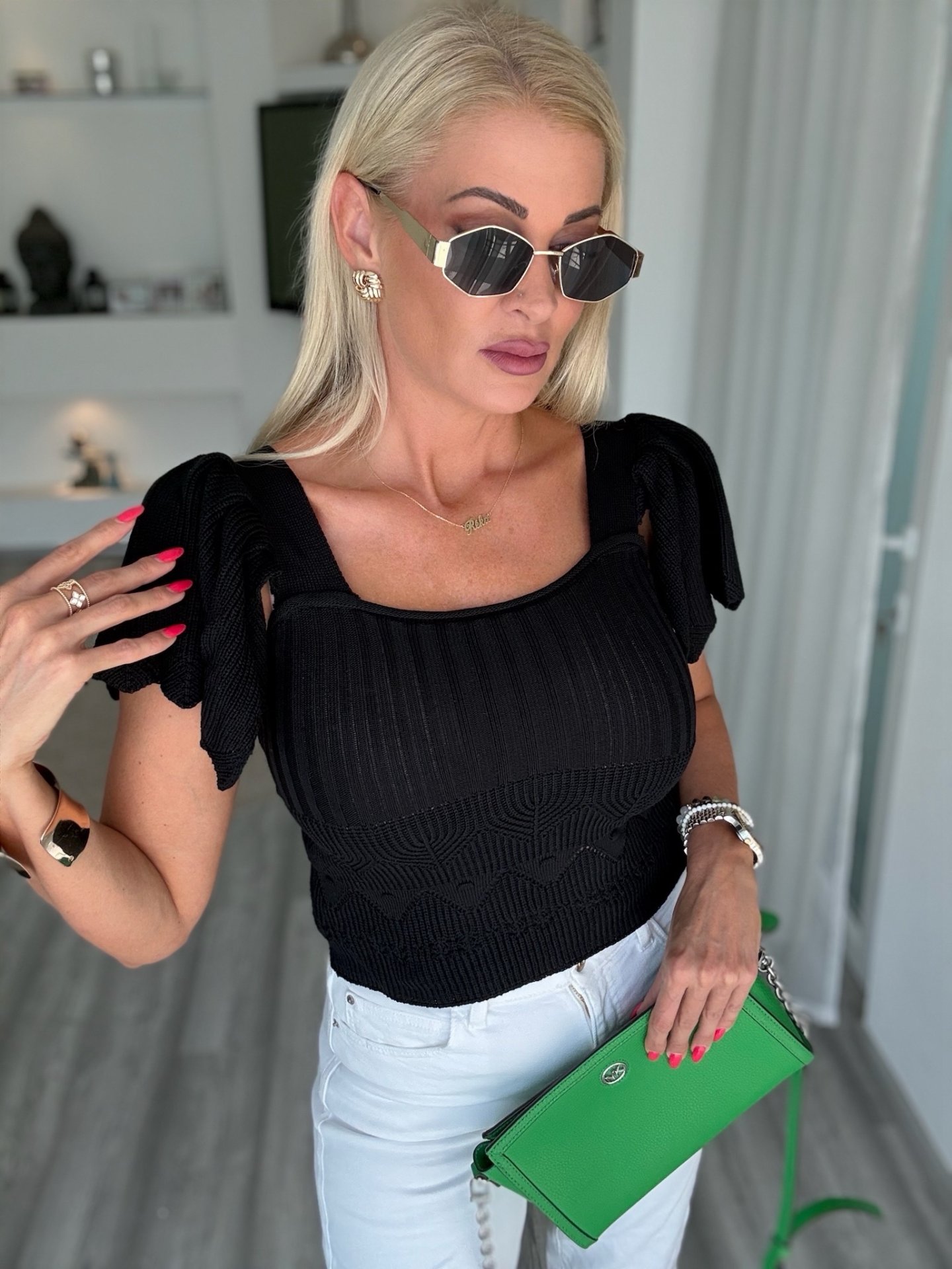 GIULIA kötött felső fekete