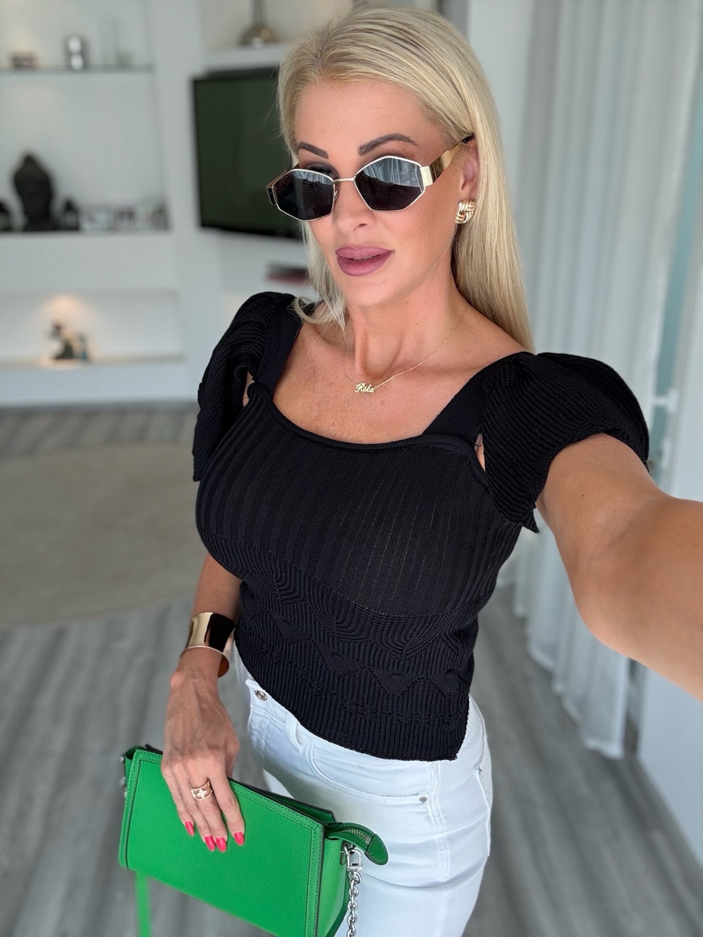 GIULIA kötött felső fekete