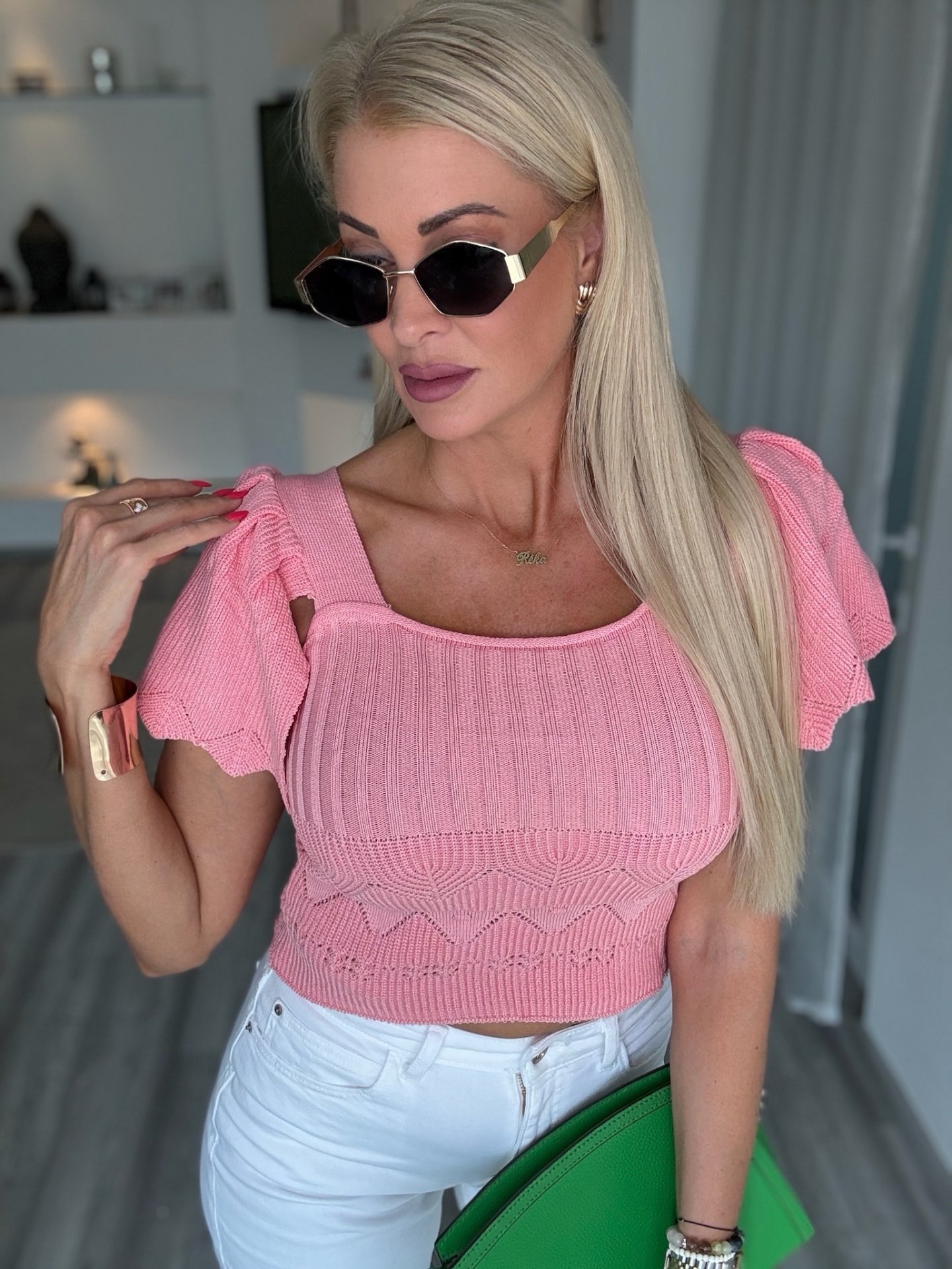 GIULIA kötött felső rózsaszín