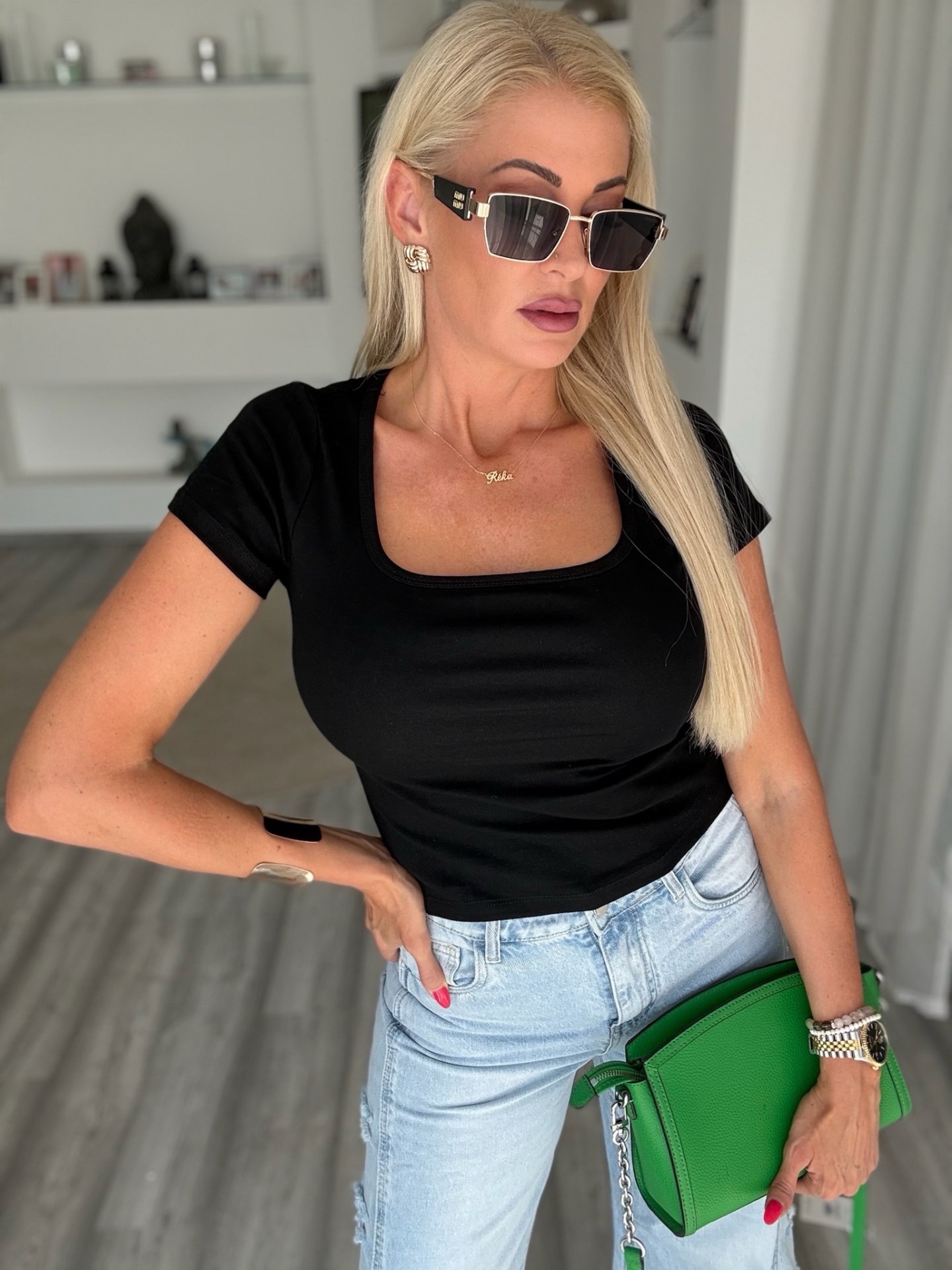 MIA pamut poló fekete HJ967