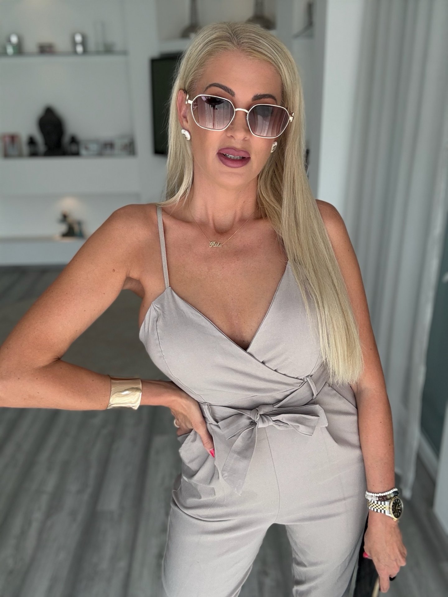 DORINA hosszú overal taupe