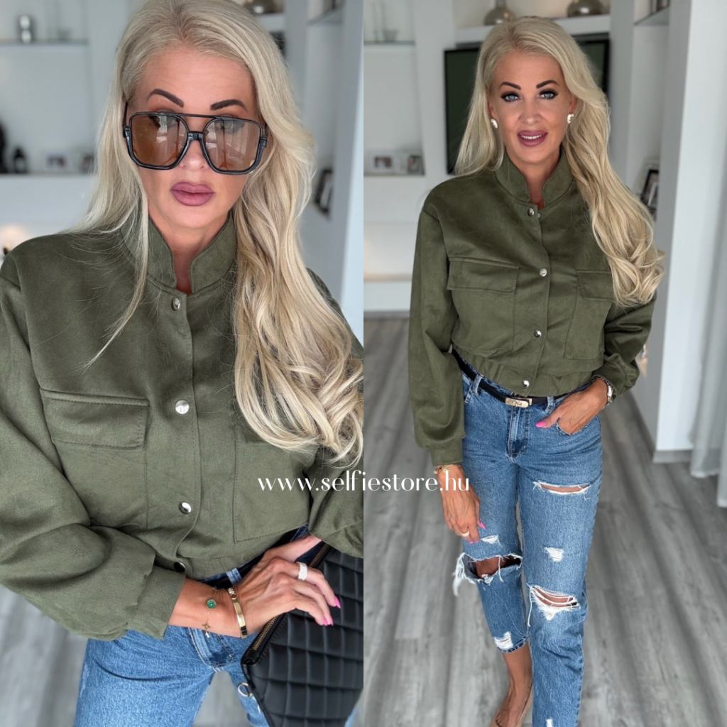 BELMONT velúr hatású kabátka khaki