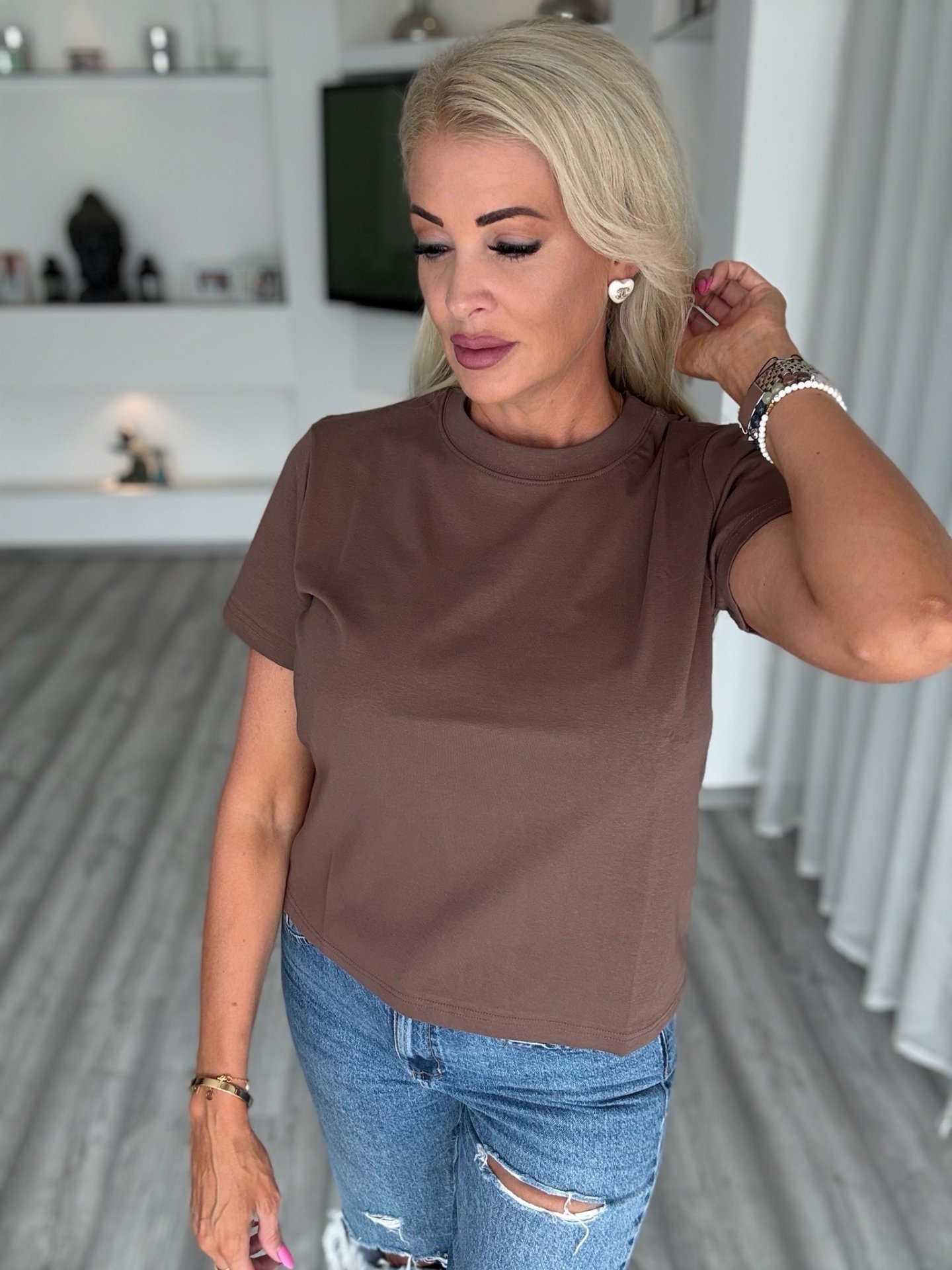 NÓRA basic pamut póló csokoládé DD2603
