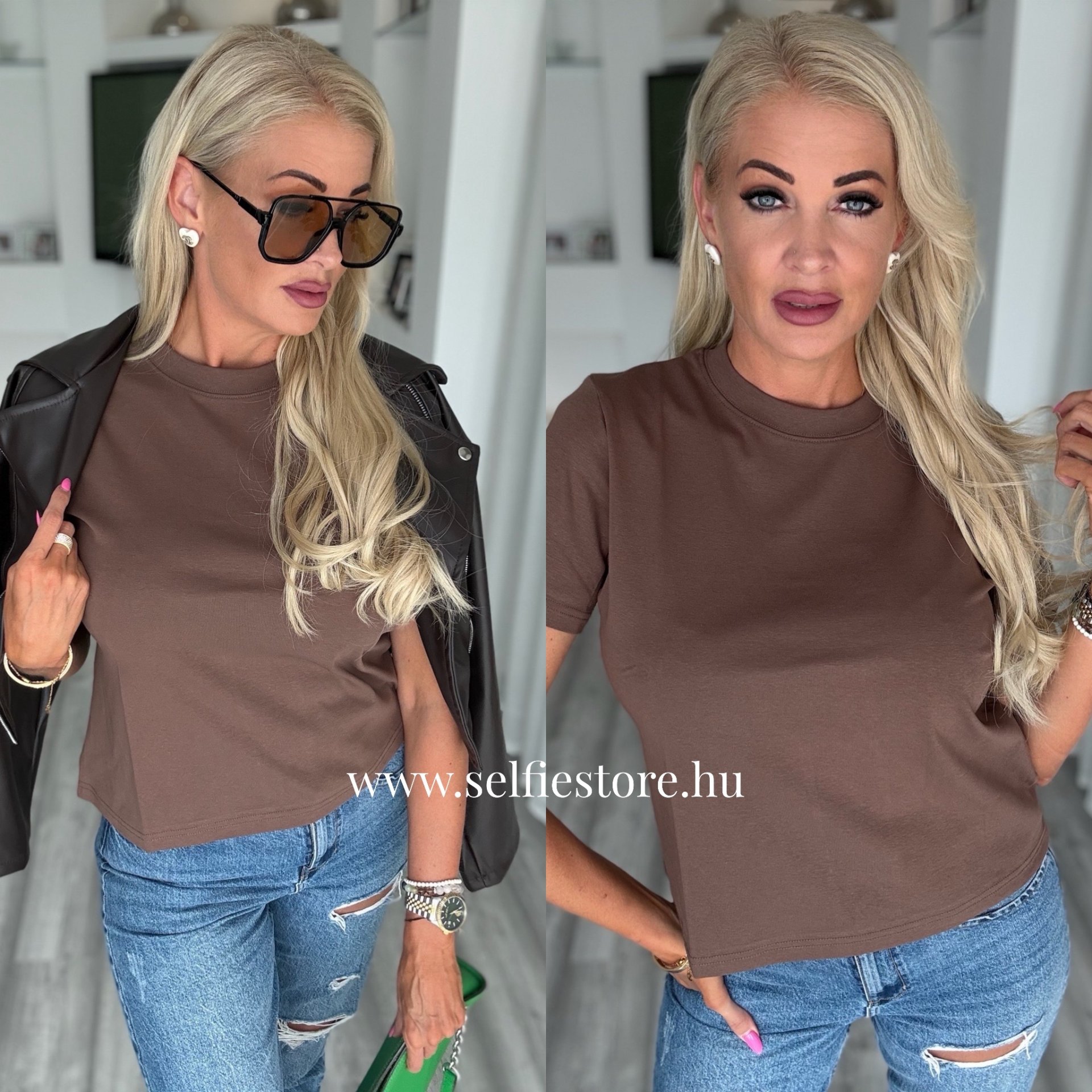 NÓRA basic pamut póló csokoládé DD2603