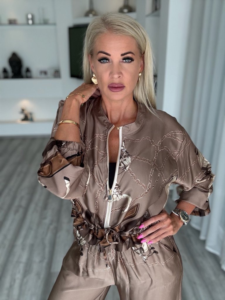 CAVALLI saten szett barna