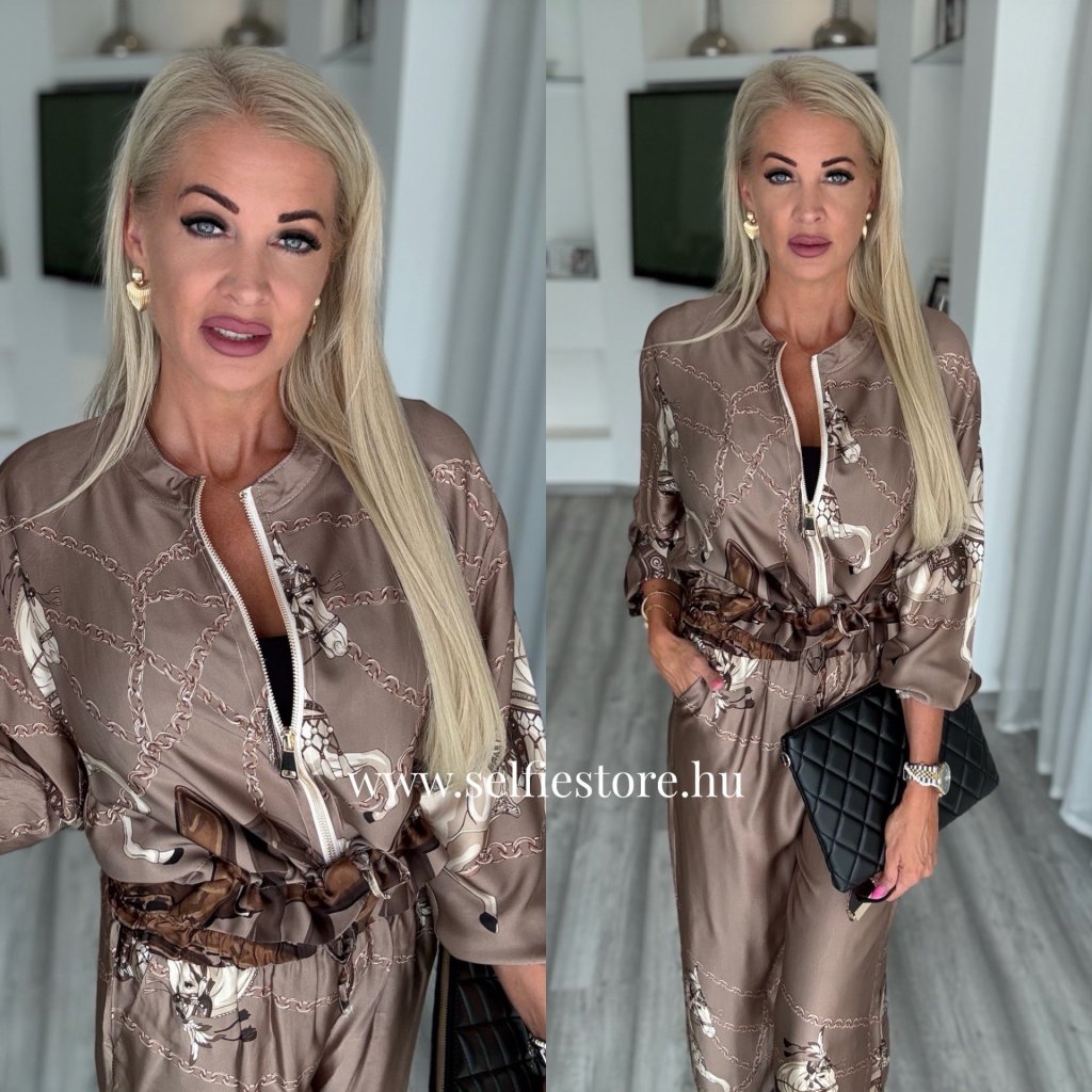 CAVALLI saten szett barna