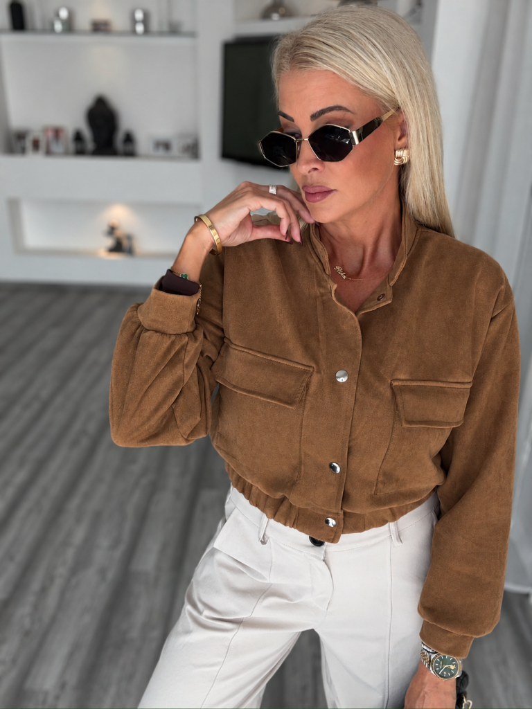 BELMONT velur hatású kabátka camel