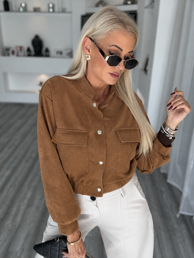 BELMONT velur hatású kabátka camel